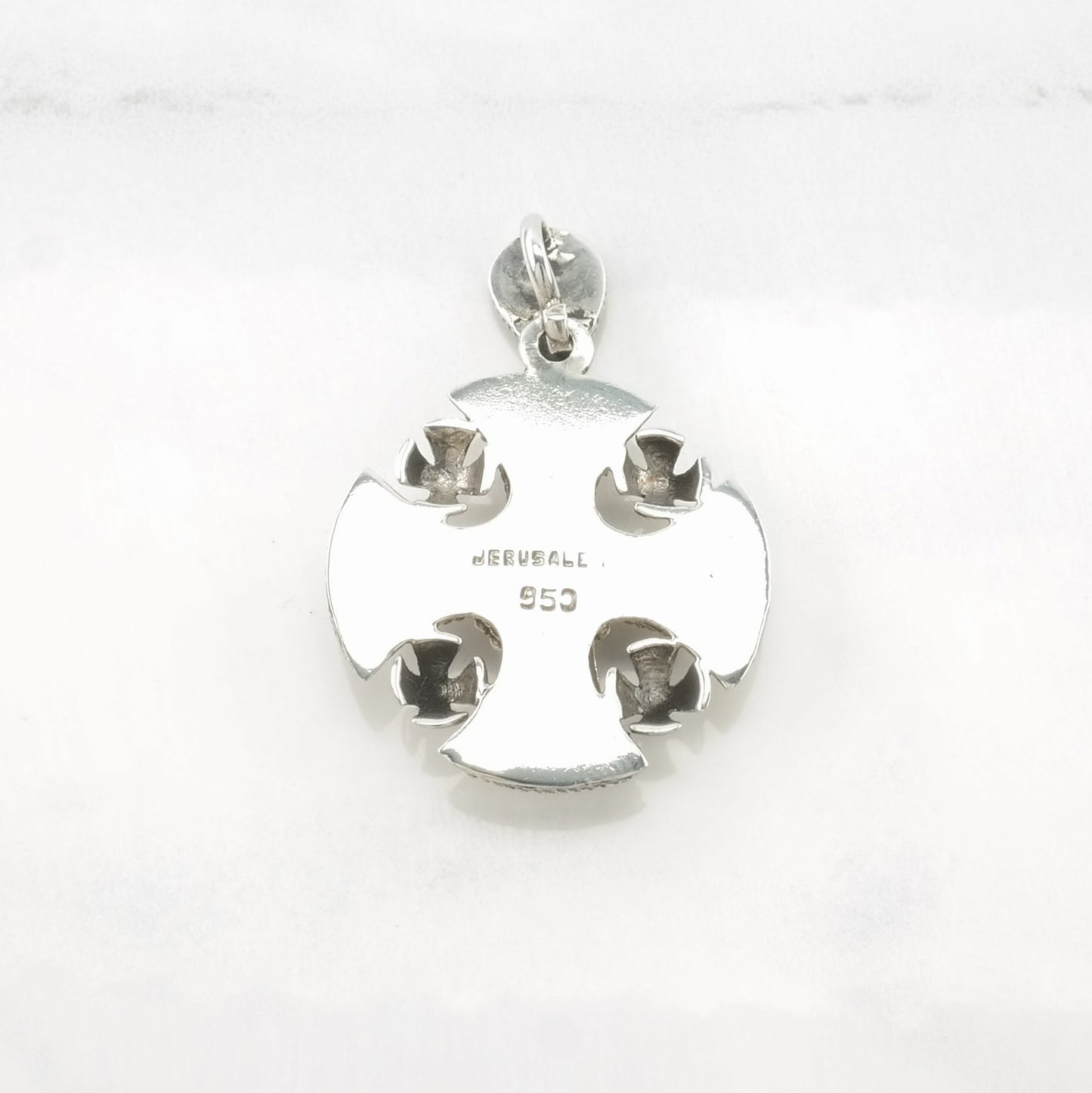Created Alexandrite Jerusalem Cross Sterling Silver Pendant P2615