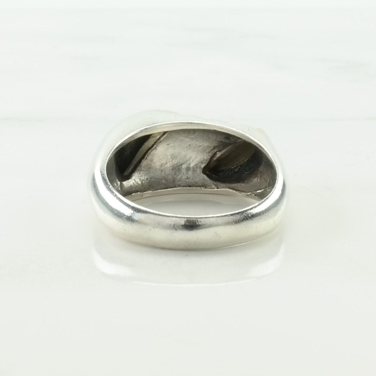Vintage Designer Silver Ring Wave 14k Gold Sterling Size 8 3/4