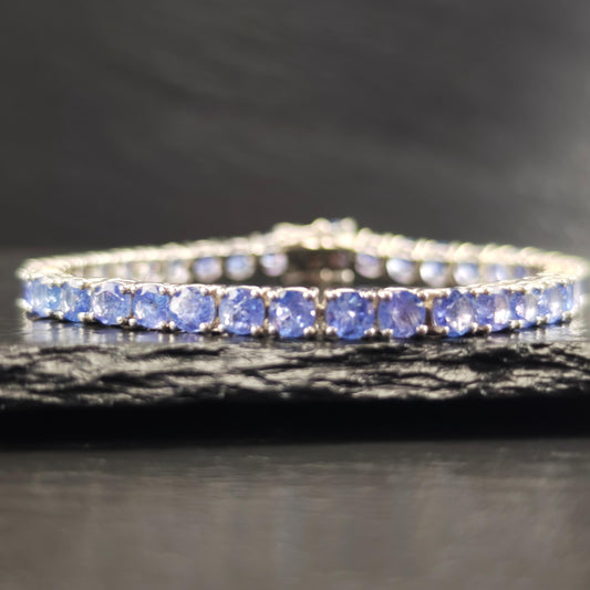Vintage Included 14ctw Tanzanite Line Bracelet Sterling Silver