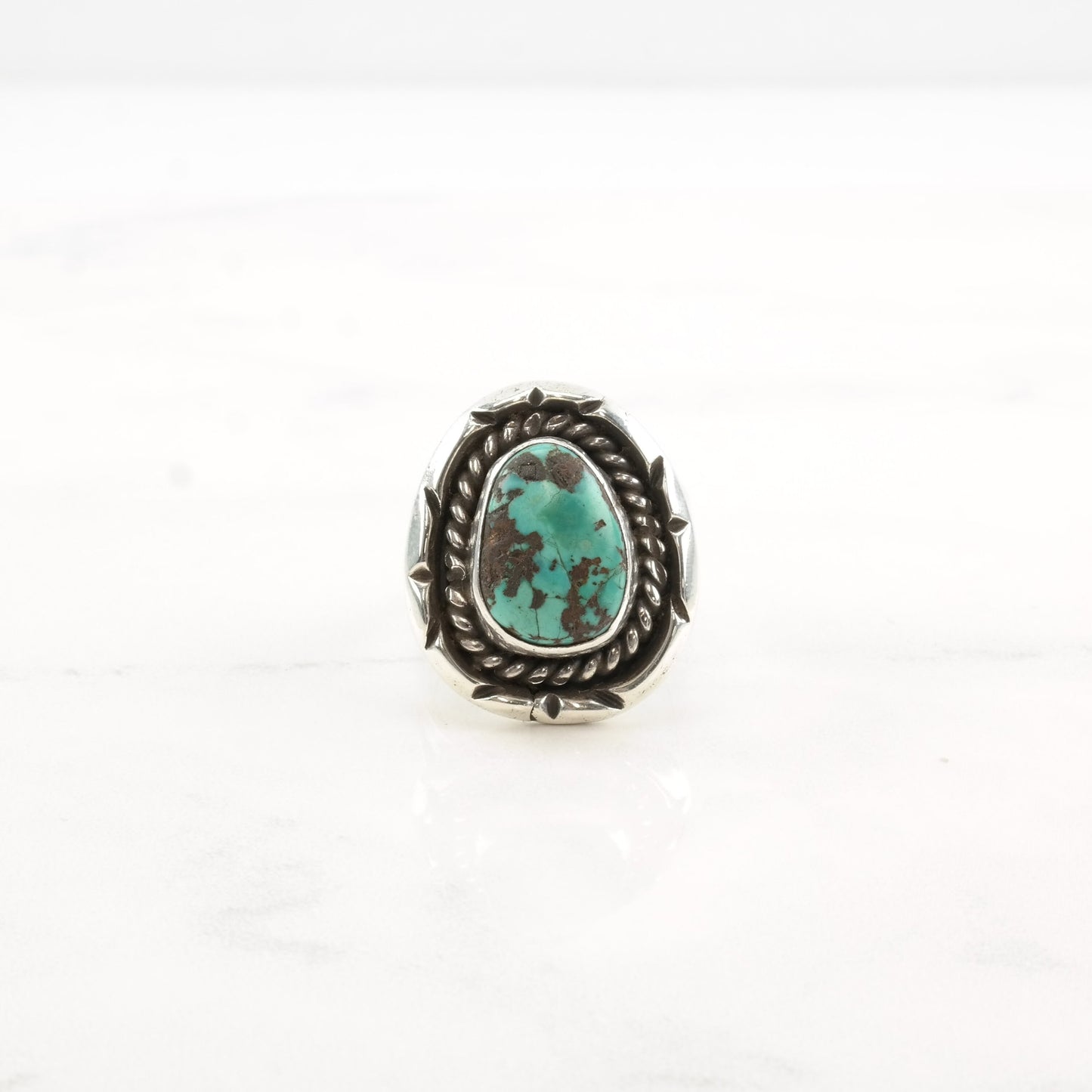 Vintage Native American Silver Ring Turquoise Sterling Size 8 1/4