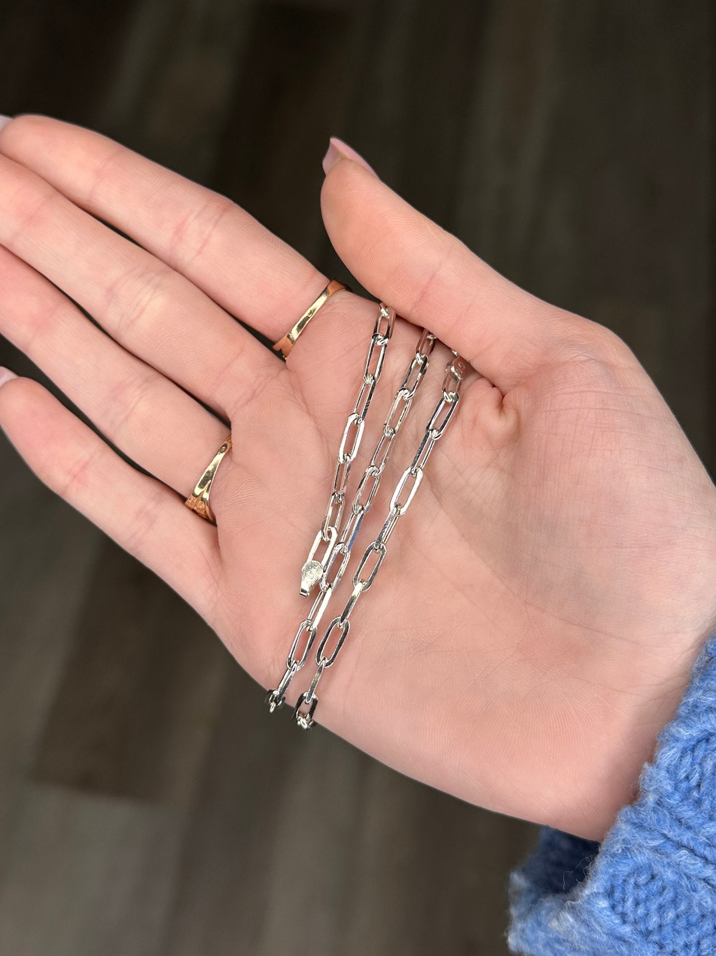 Vintage Italy Sterling Silver Paperclip 24" 4mm Necklace