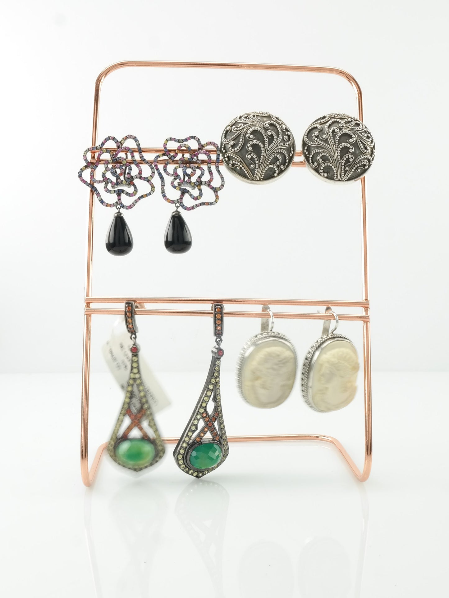 Sterling Silver Green Yellow Orange Red Sapphire Chrysoprase Stud/Dangle Earrings