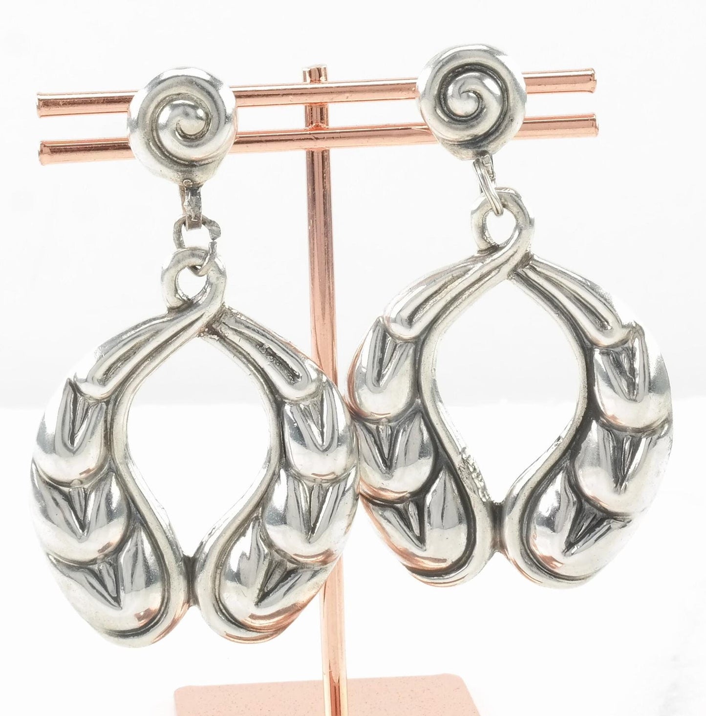 Sterling Silver Repousse Earrings Screw back/Dangle