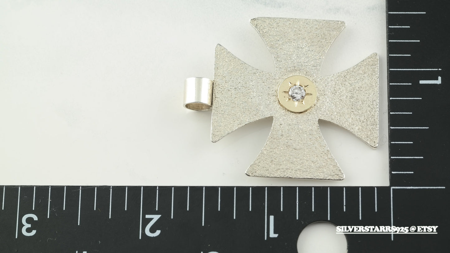 Diamond Cross Sterling Silver Pendant P1586