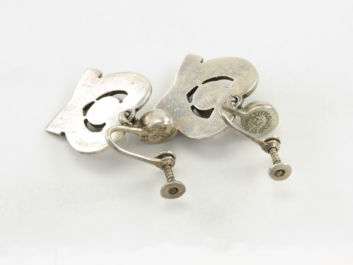 Margot De Taxco Sterling Silver Earrings Screw Back
