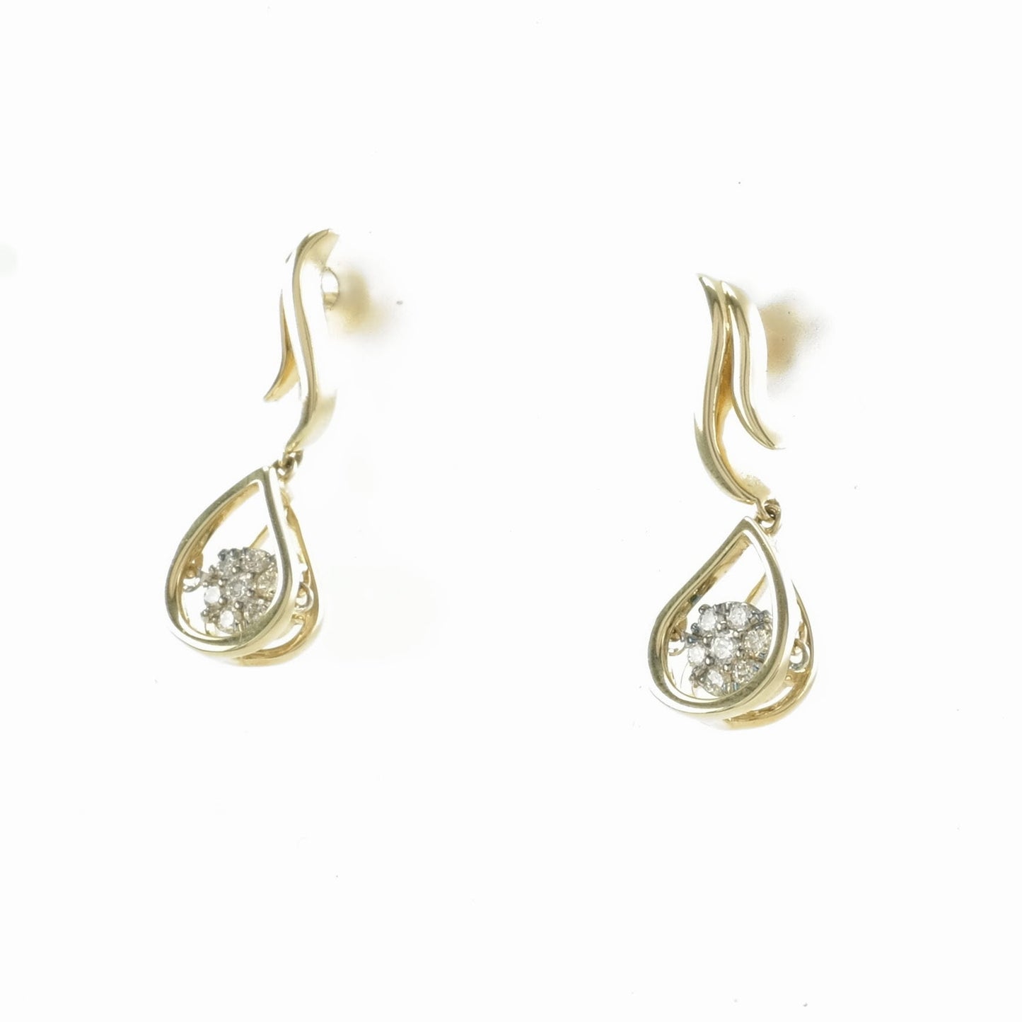 14k Diamond Gold Stud Dangle Earrings Floral, Teardrop, Dangle Sevan