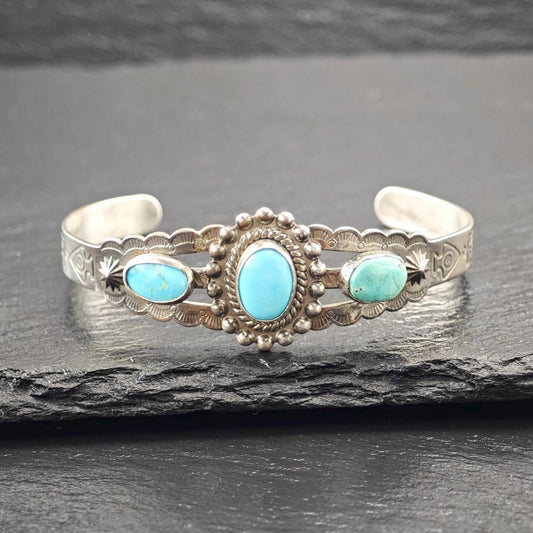 Native American, Turquoise Cuff Bracelet Sterling Silver