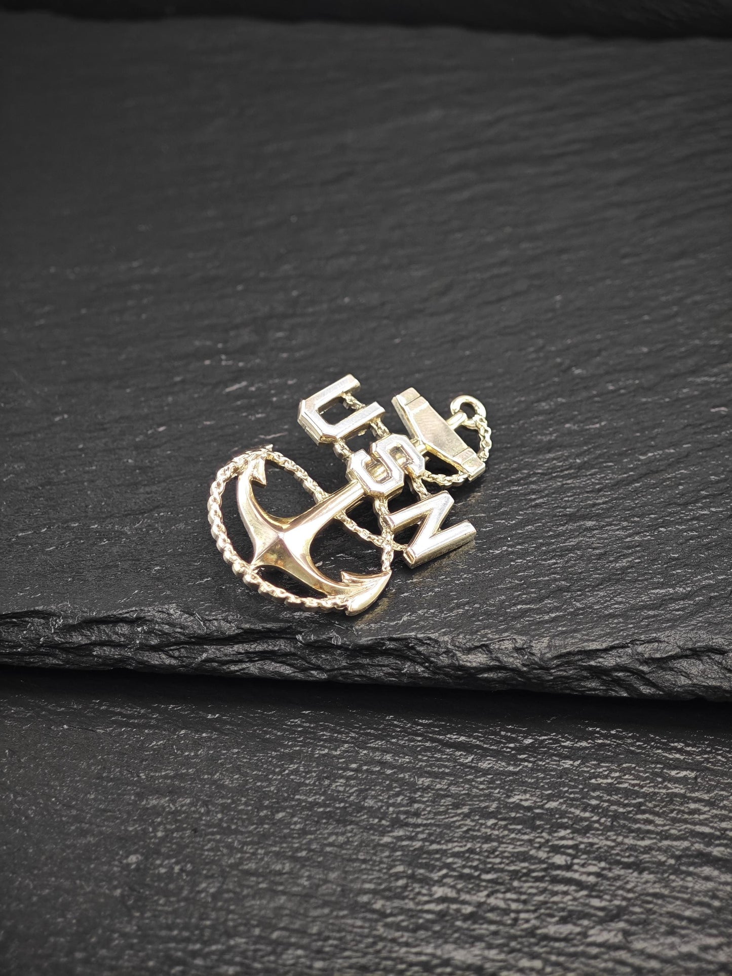 US Navy Gold Anchor Pin Brooch/Pendant Sterling Silver