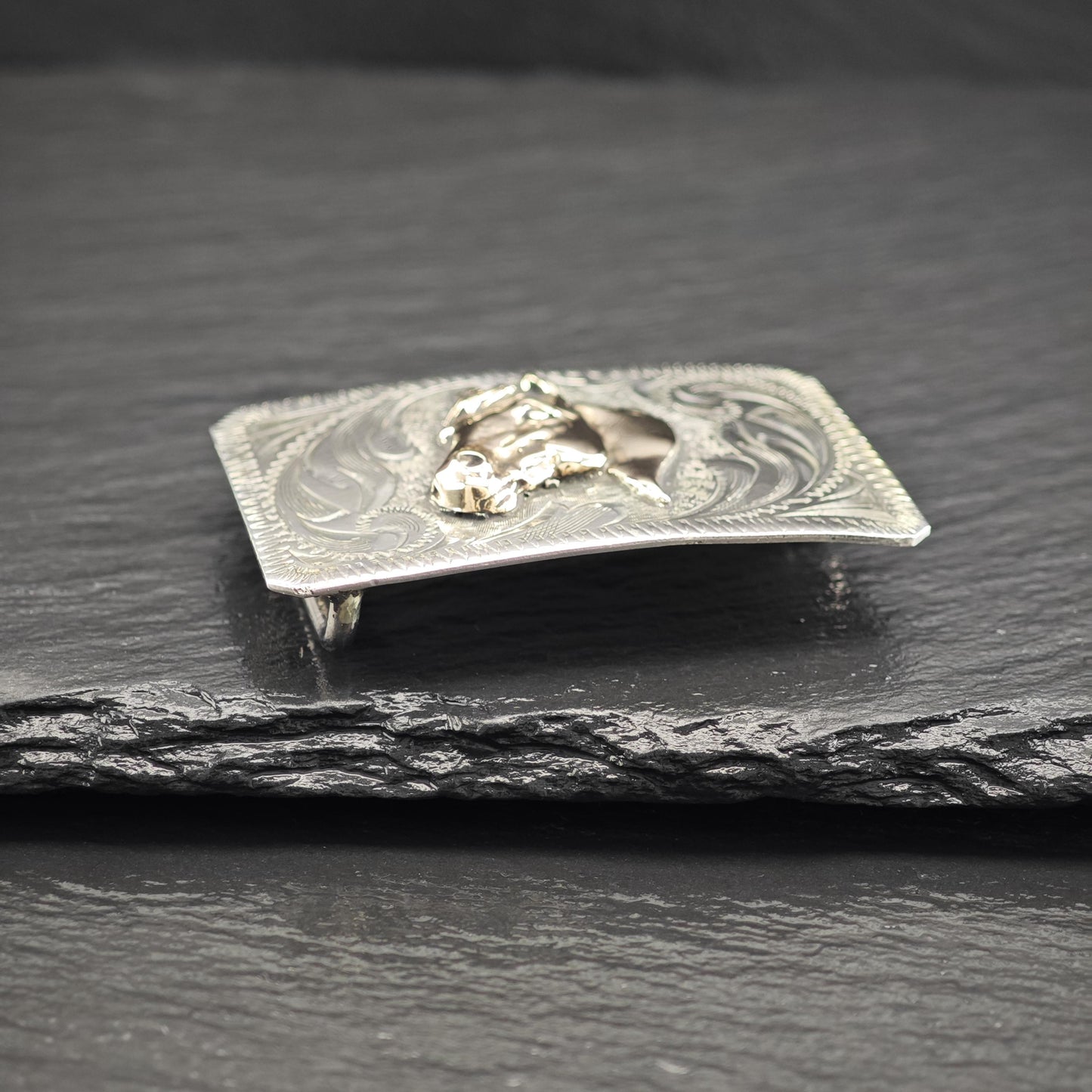 Vintage Western Style Horse Belt Buckle in Sterling Silver