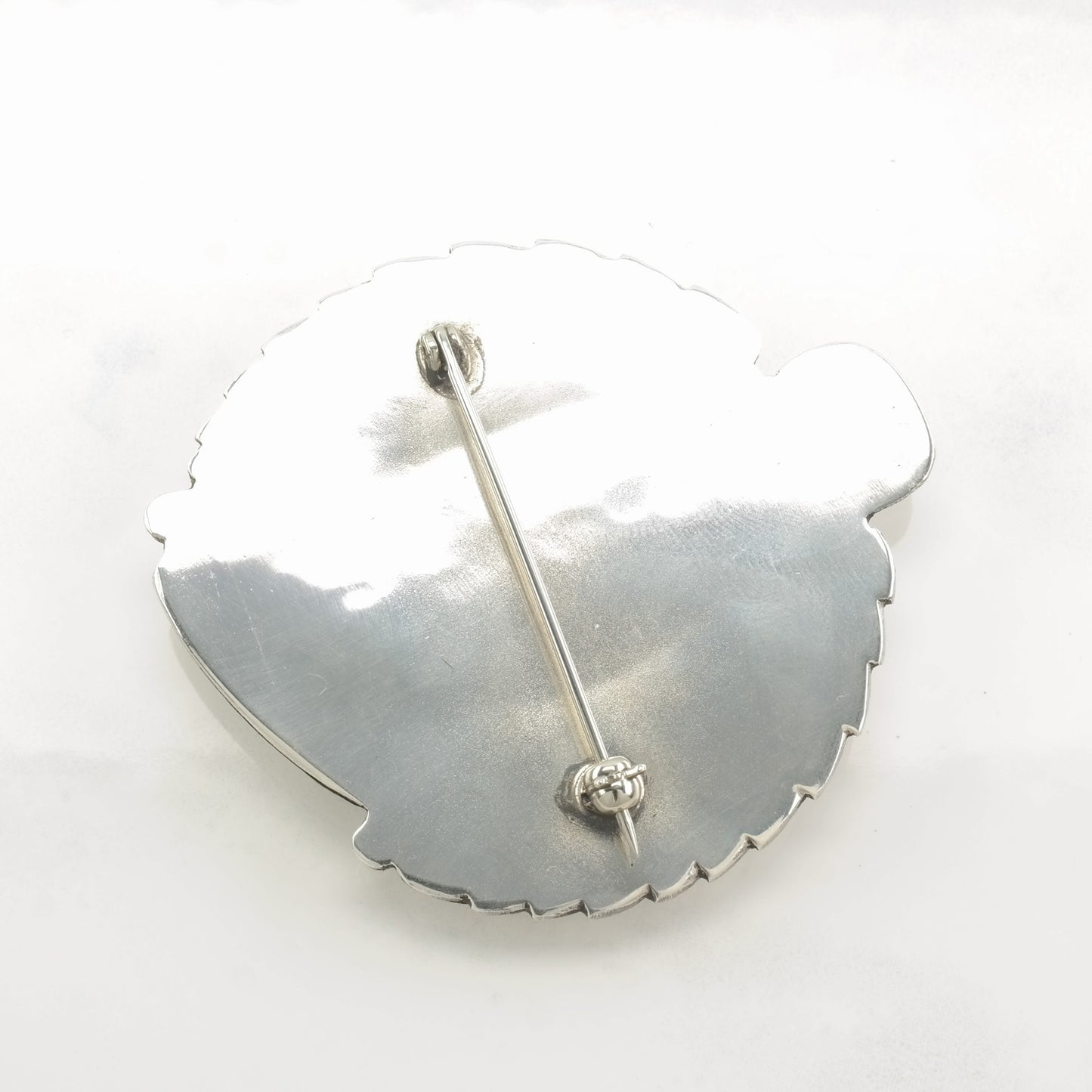 Native American Sterling Silver Brooch Feather Turquoise