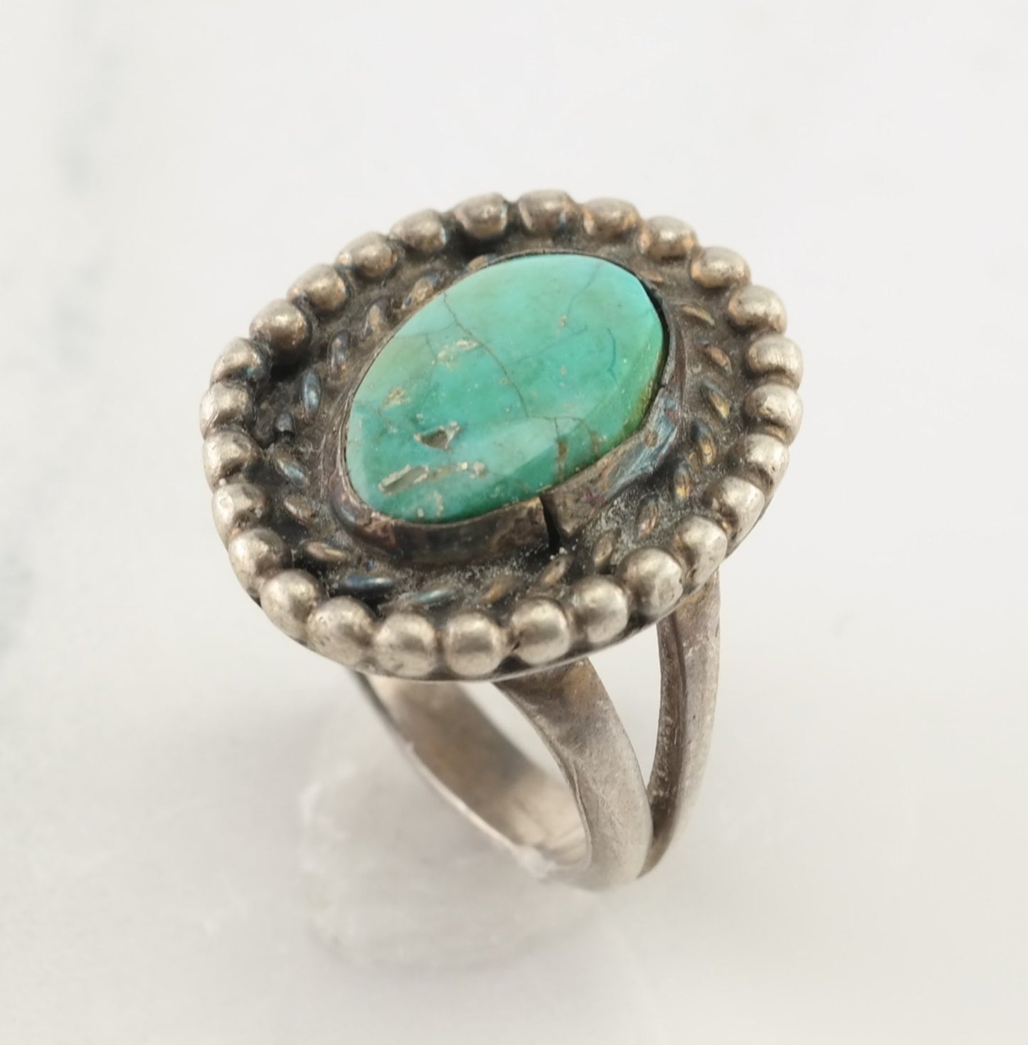 Vintage Native American Silver Ring Turquoise Sterling Size 6 1/4
