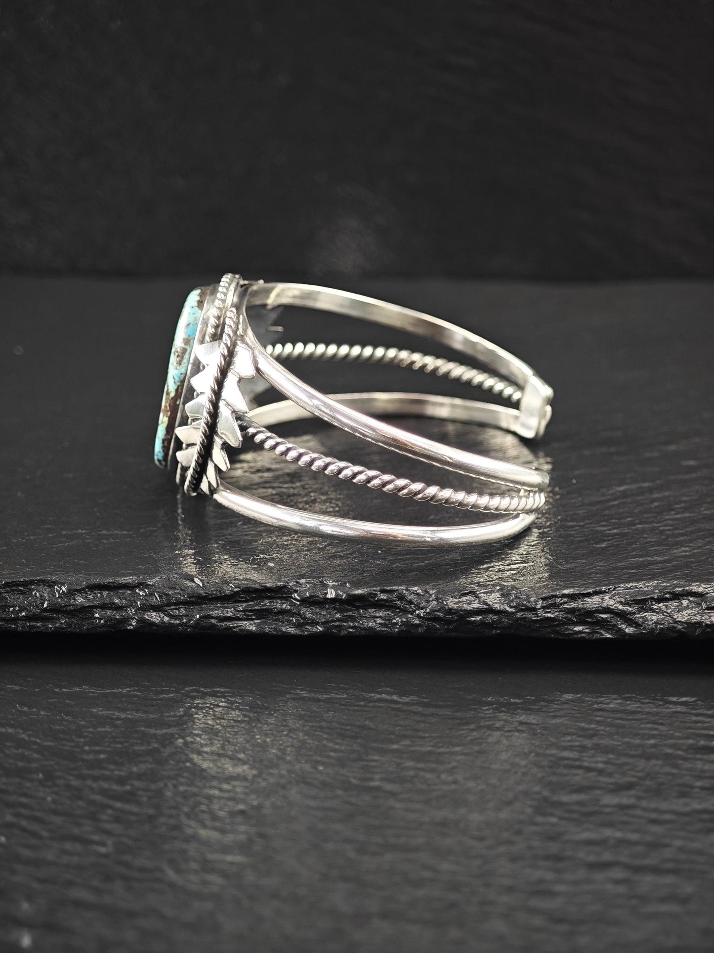 Vintage Southwest, Natural Turquoise Cuff Bracelet Sterling Silver