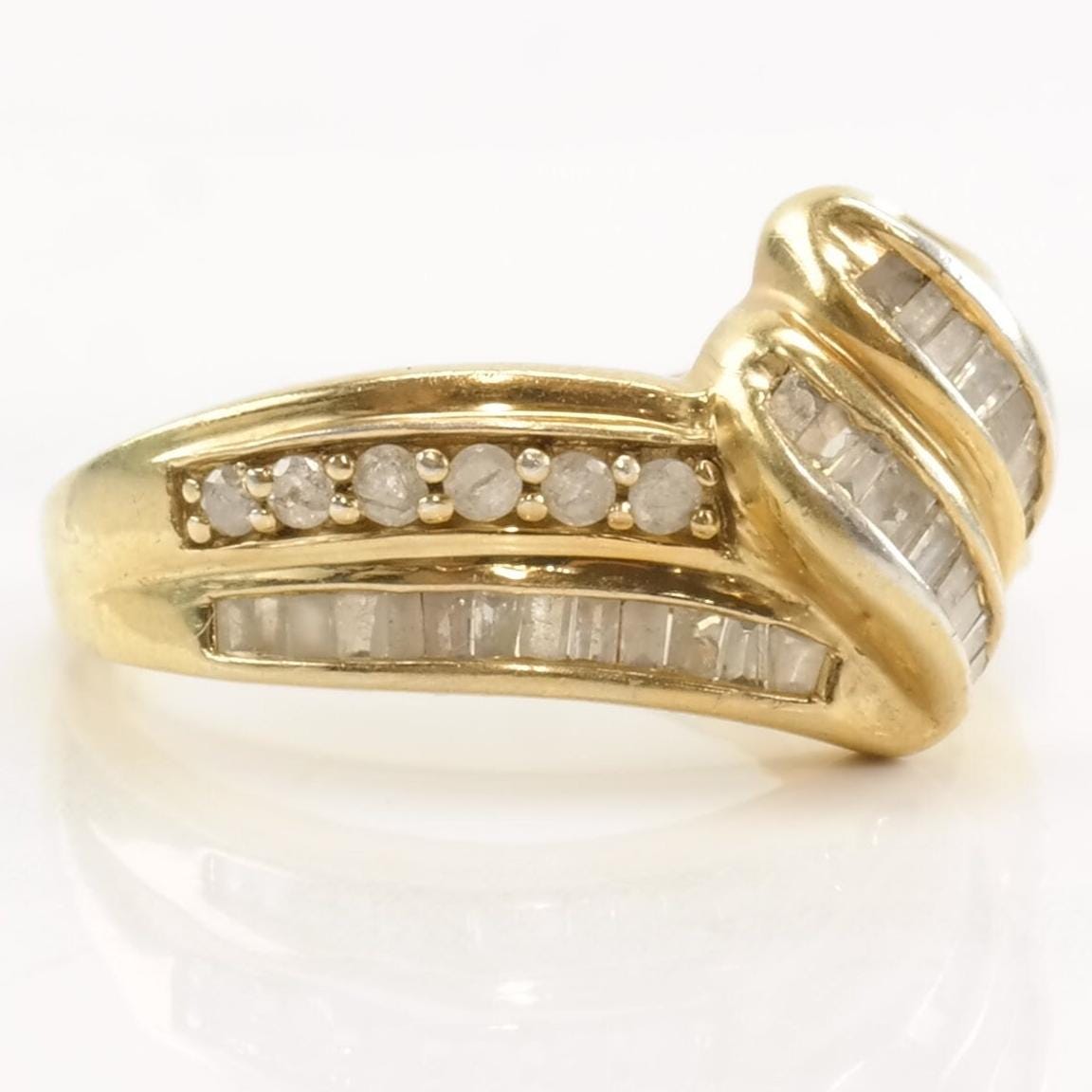 Vintage Sterling Silver Ring Diamond Gold Plated Size 5 3/4