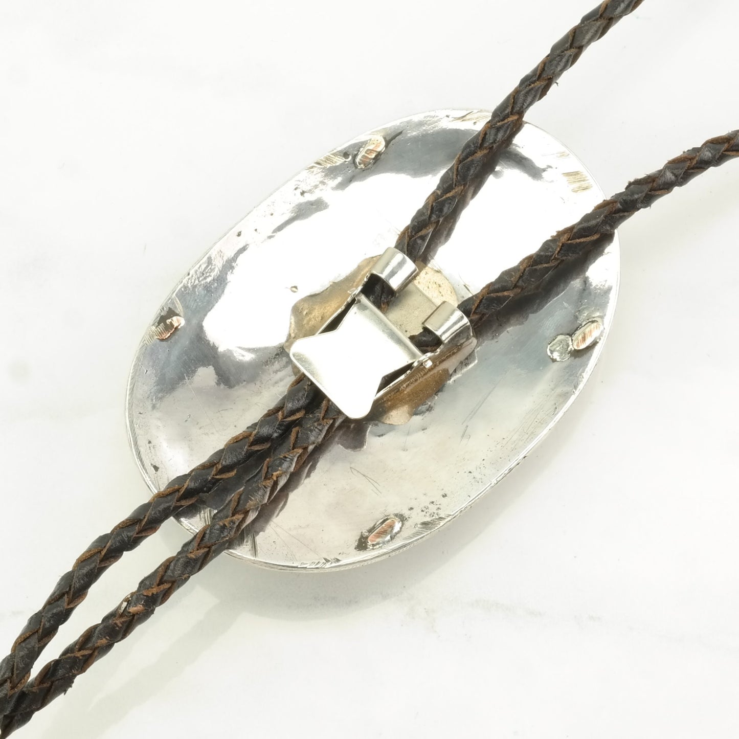 Vintage Green Turquoise Bolo Tie Sterling Silver Cluster Necklace