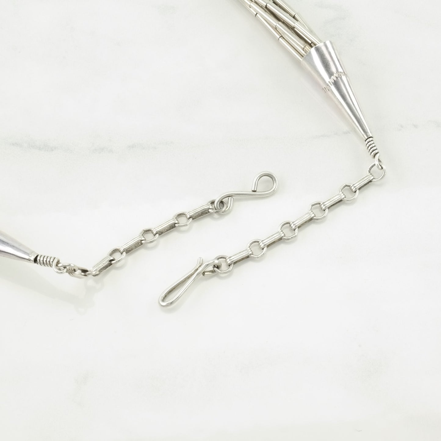 Vintage Southwest Sterling Silver Blue Turquoise Liquid Silver Necklace