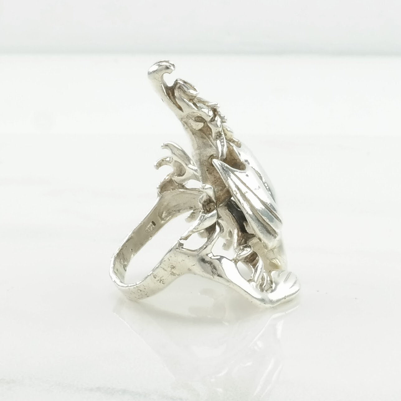 Vintage Handmade Silver Ring Dragon Sterling Size 6 3/4