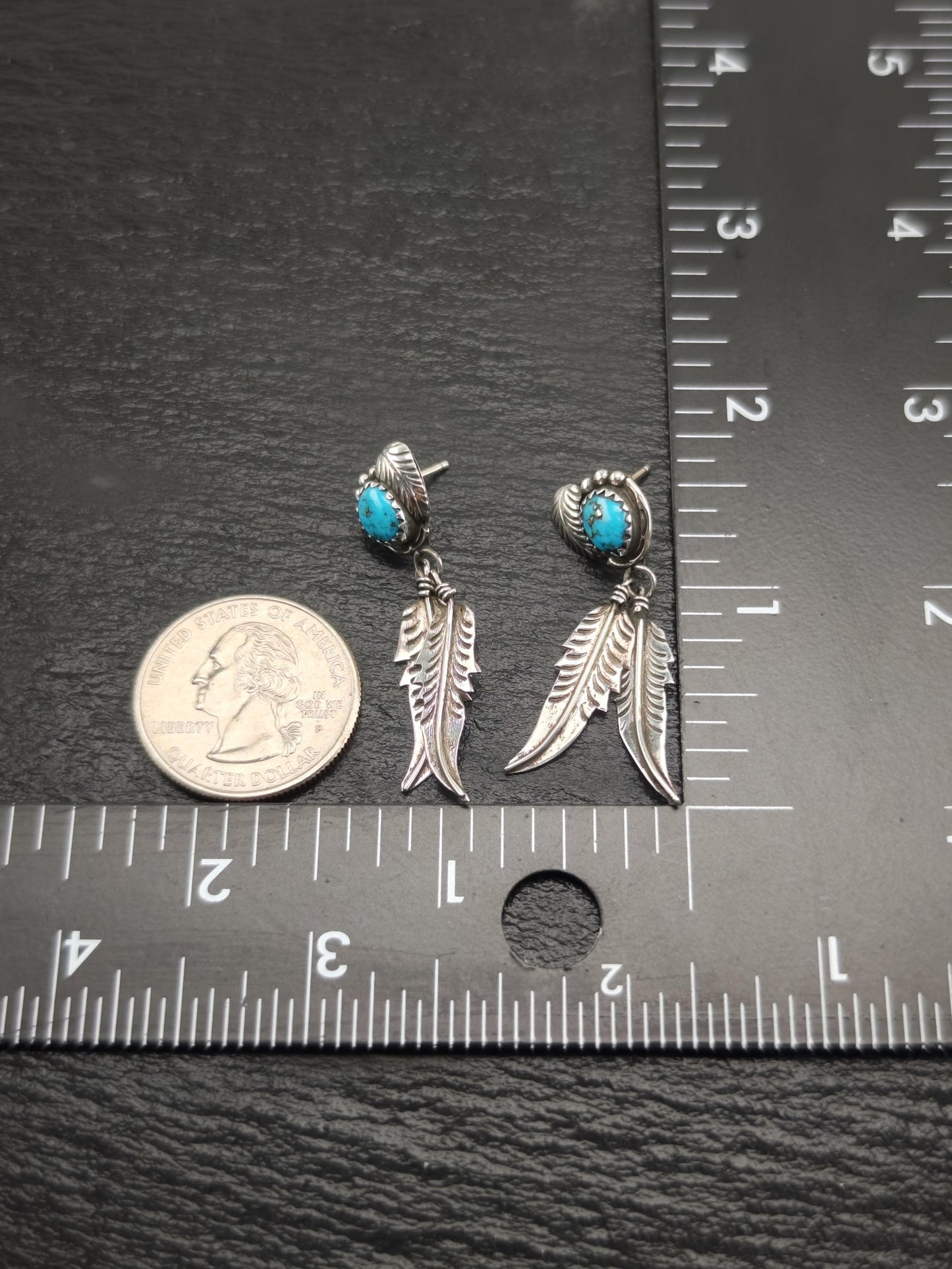 Southwest Turquoise Floral Sterling Silver Dangle Earrings