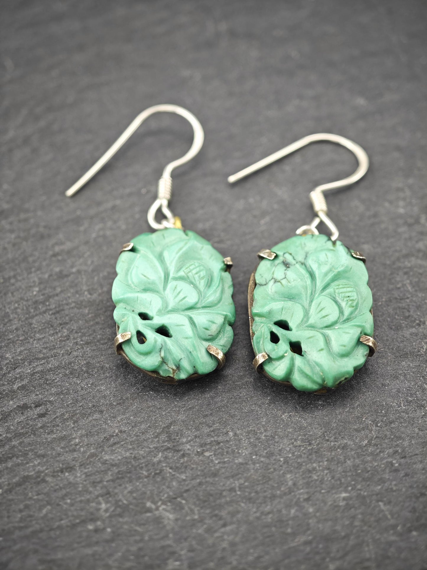 Vintage Chinese Export, Fish Hook Earrings Sterling Silver