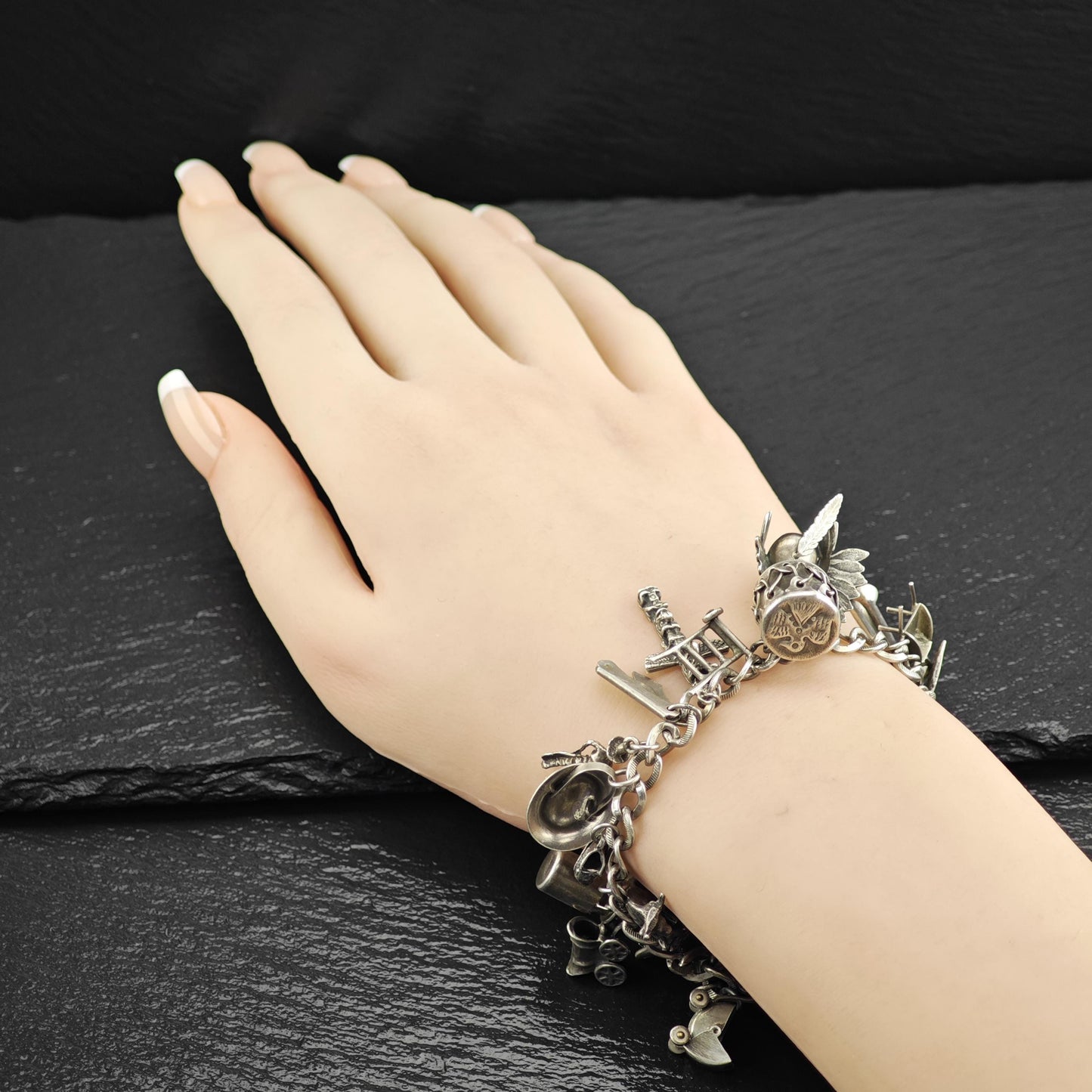 1950's Southwest Navy 23 Charm Bracelet Sterling Silver