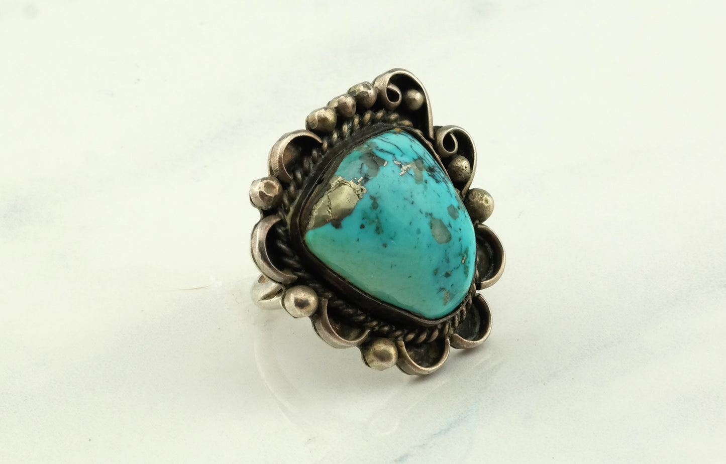 Vintage Native American Silver Ring Turquoise Sterling Blue Size 5.5