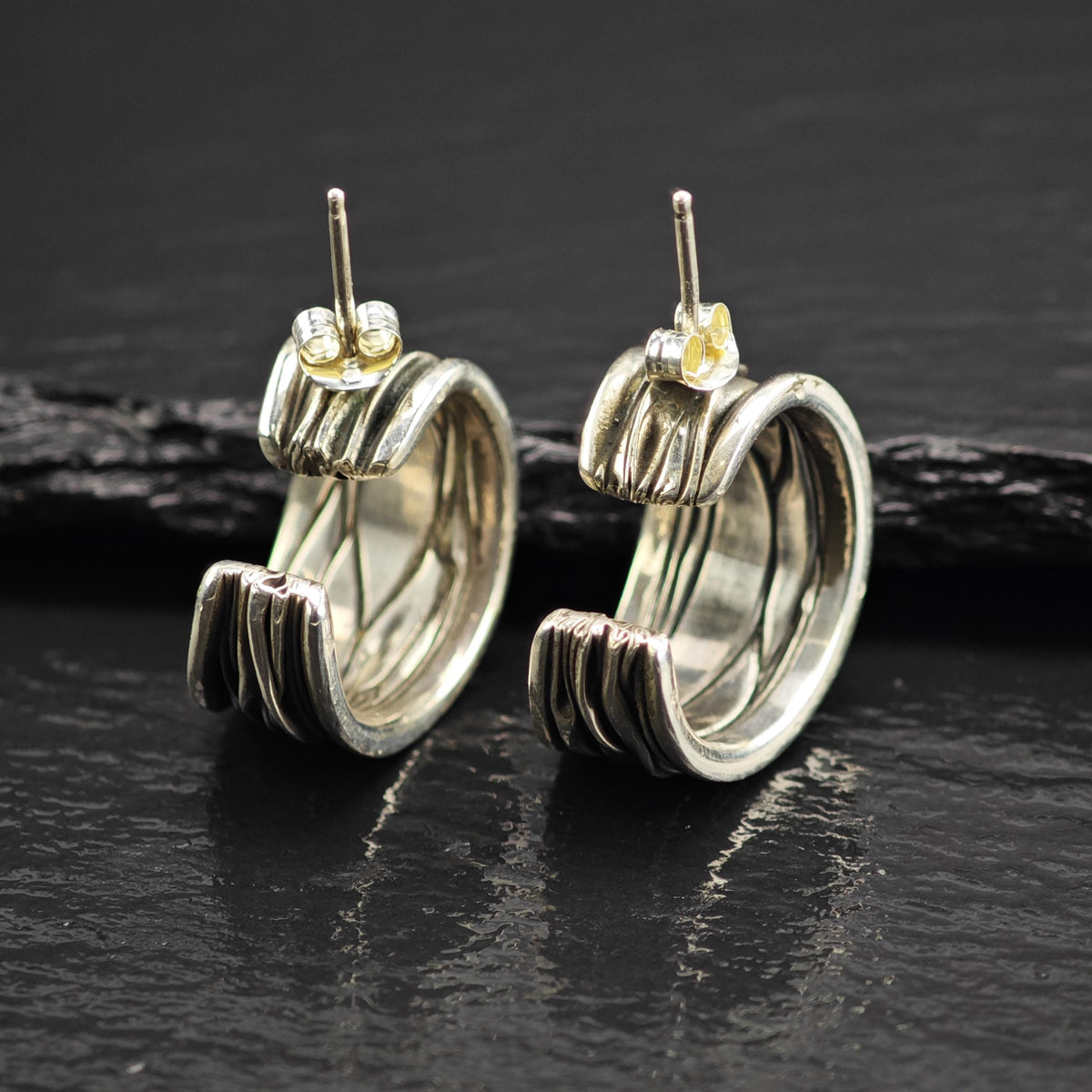 Stud Hoop Sterling Silver Earrings ER3200