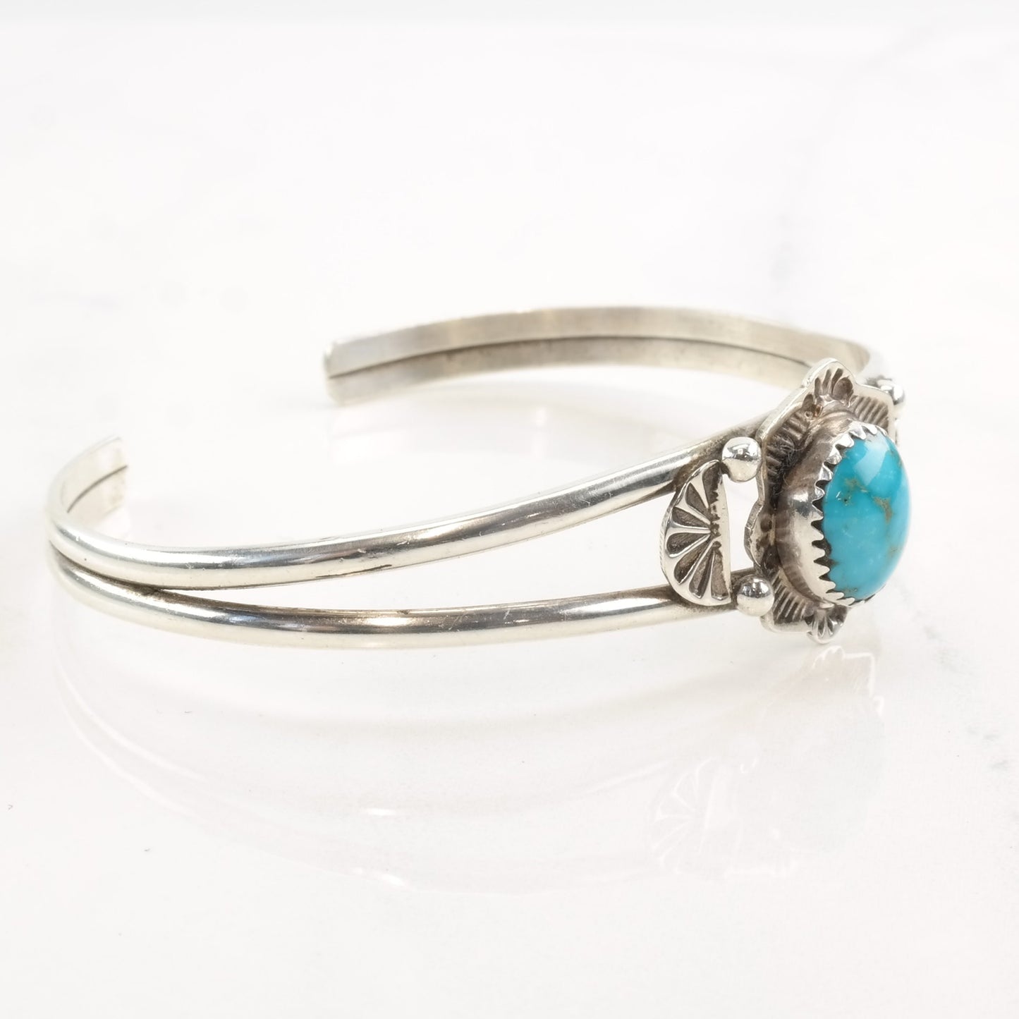 Native American Sterling Silver Cuff Bracelet Turquoise Oval