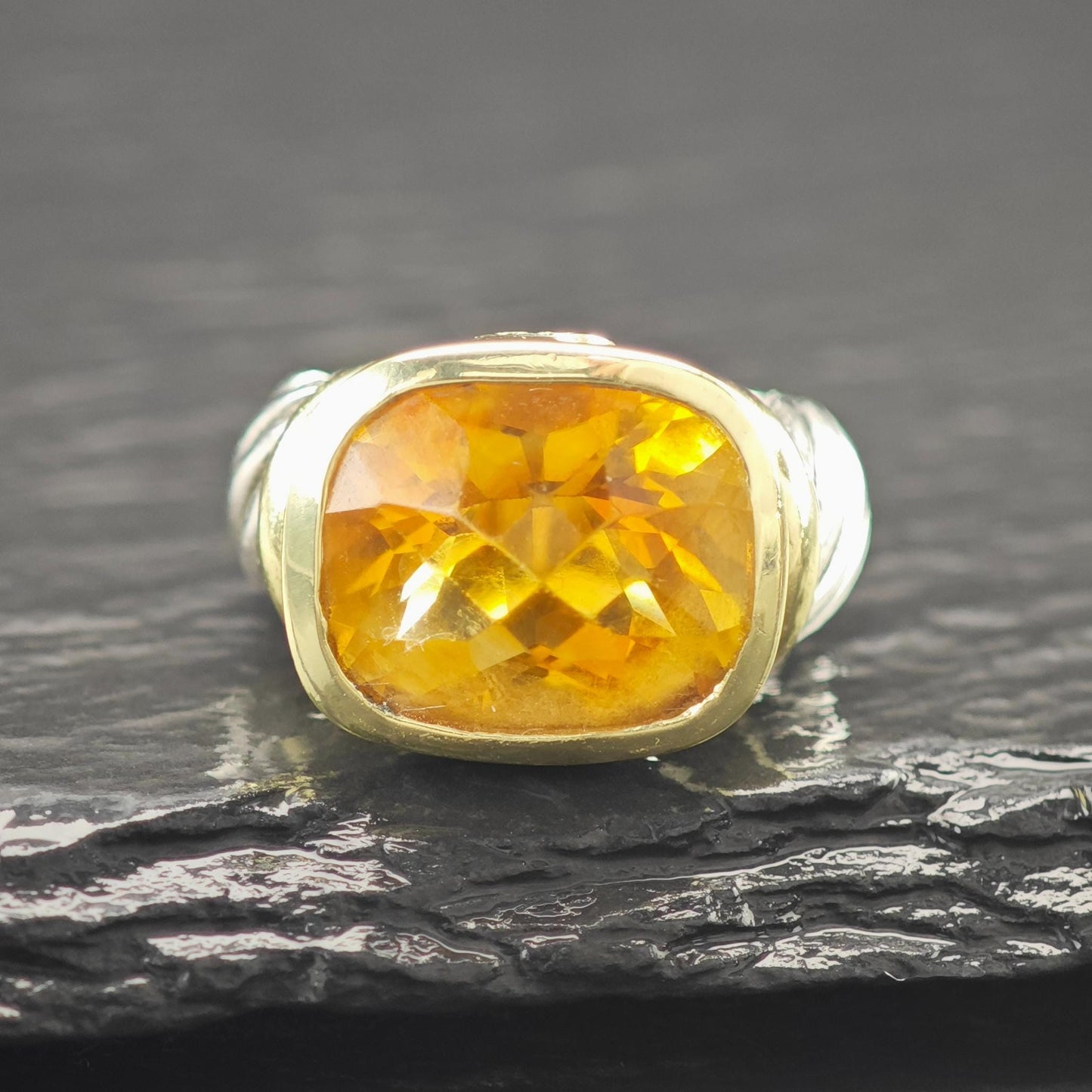 David Yurman Citrine Noblesse Ring, 14k Gold Accent, Sterling Silver