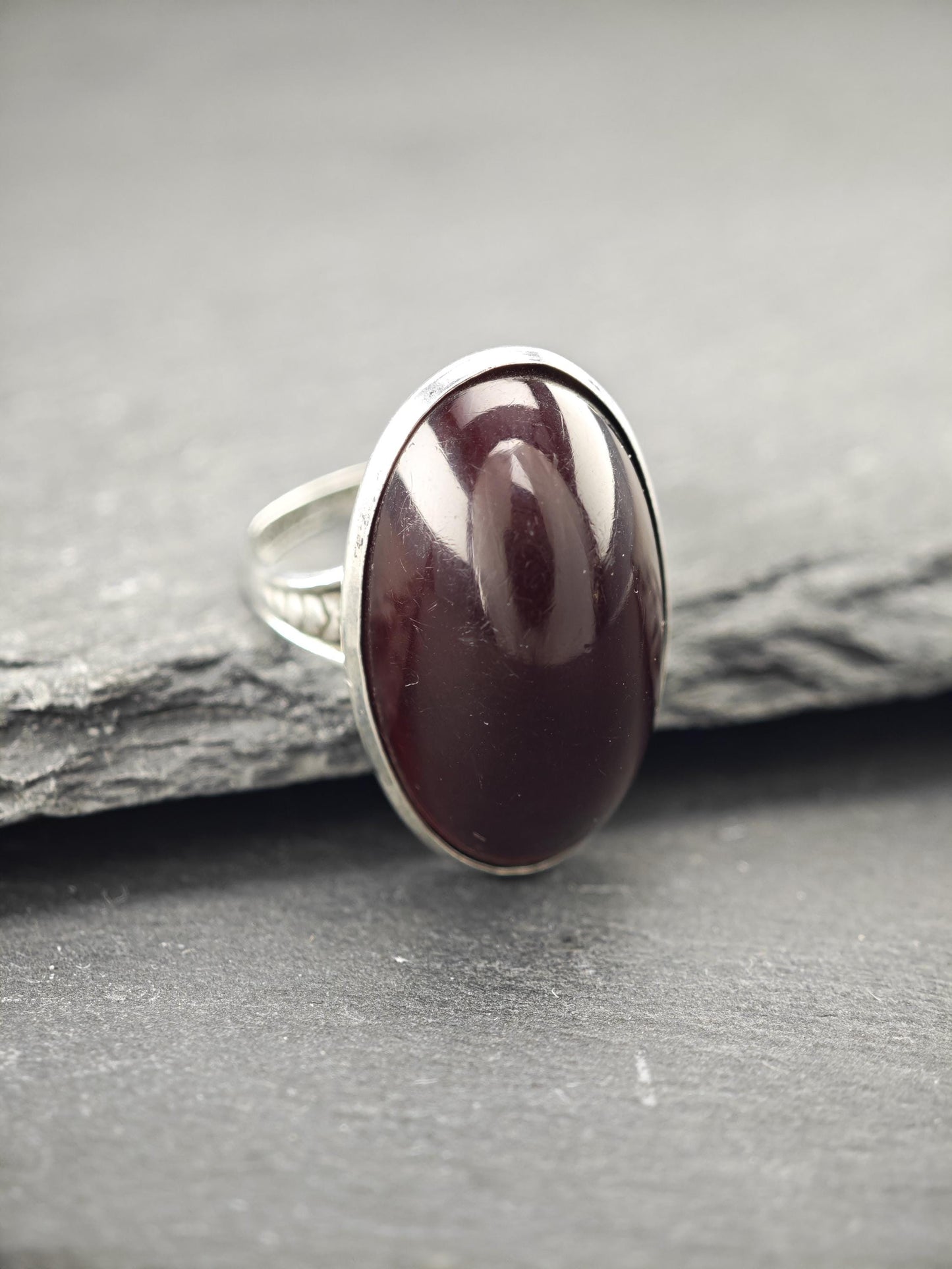 Vintage Art Deco Ring Red Paste Sterling Silver