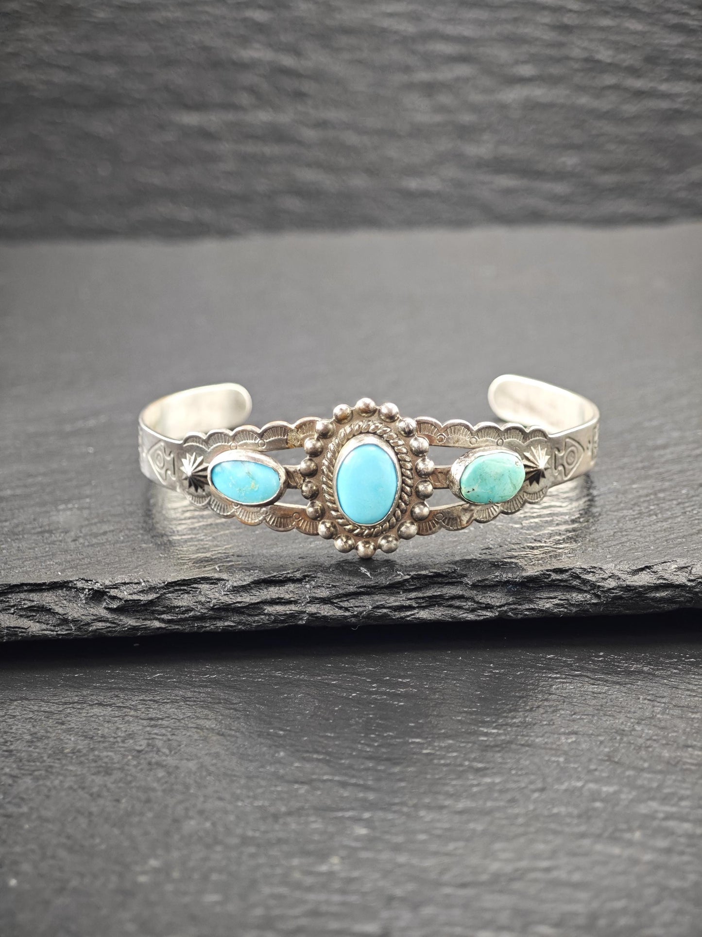 Native American, Turquoise Cuff Bracelet Sterling Silver