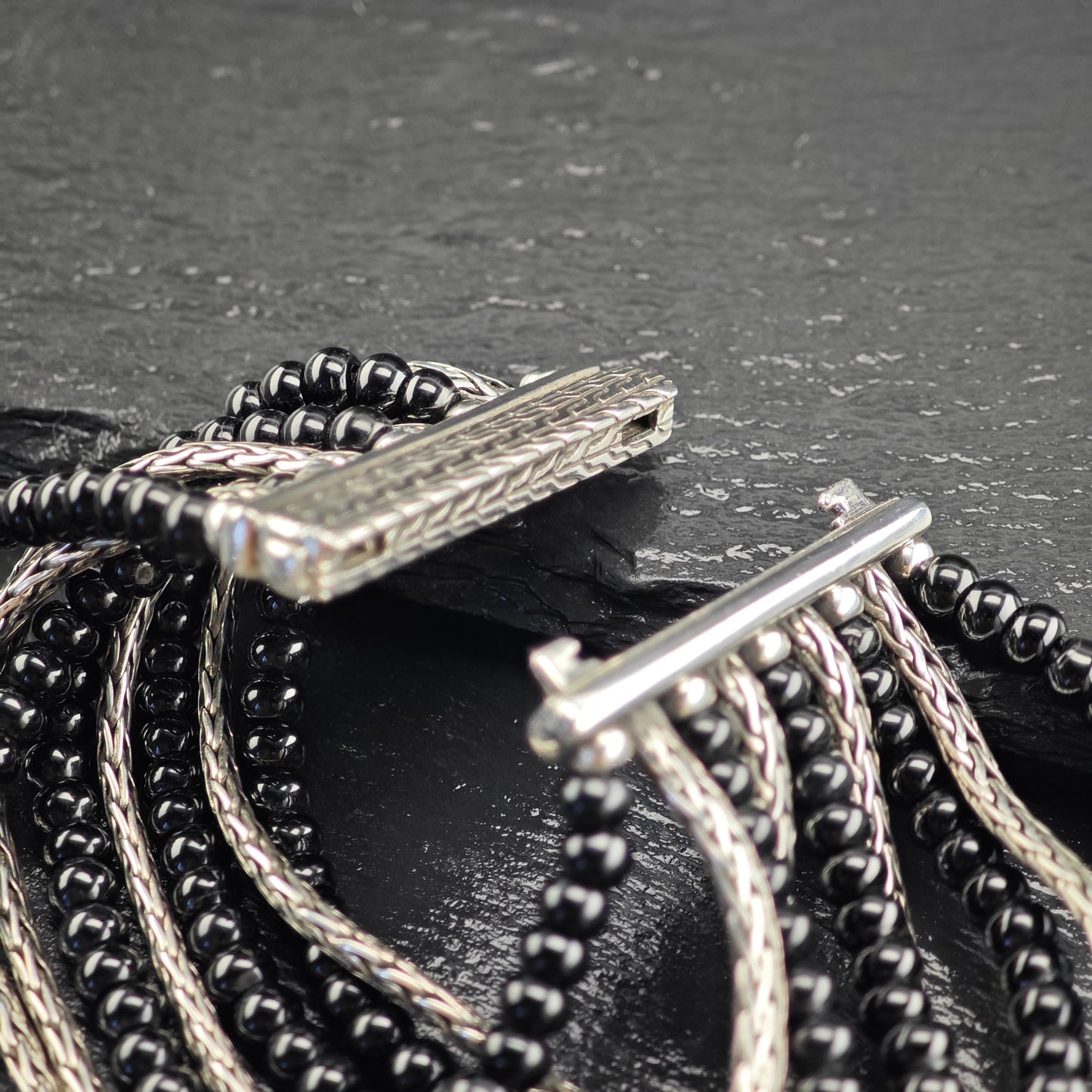 John Hardy Bracelet Black Onyx Multi-Strand Sterling Silver