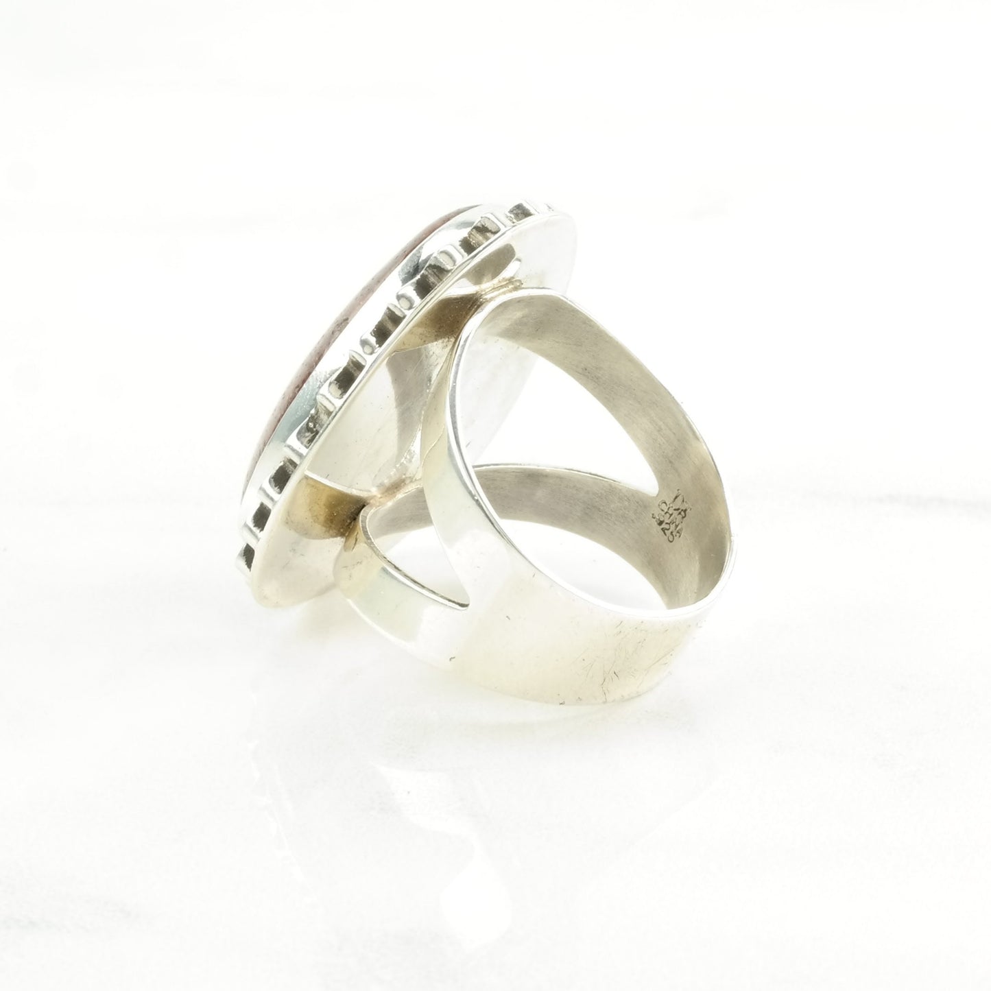 Vintage DTR Silver Ring Strawberry Quartz Large Sterling Pink Size 8 1/4