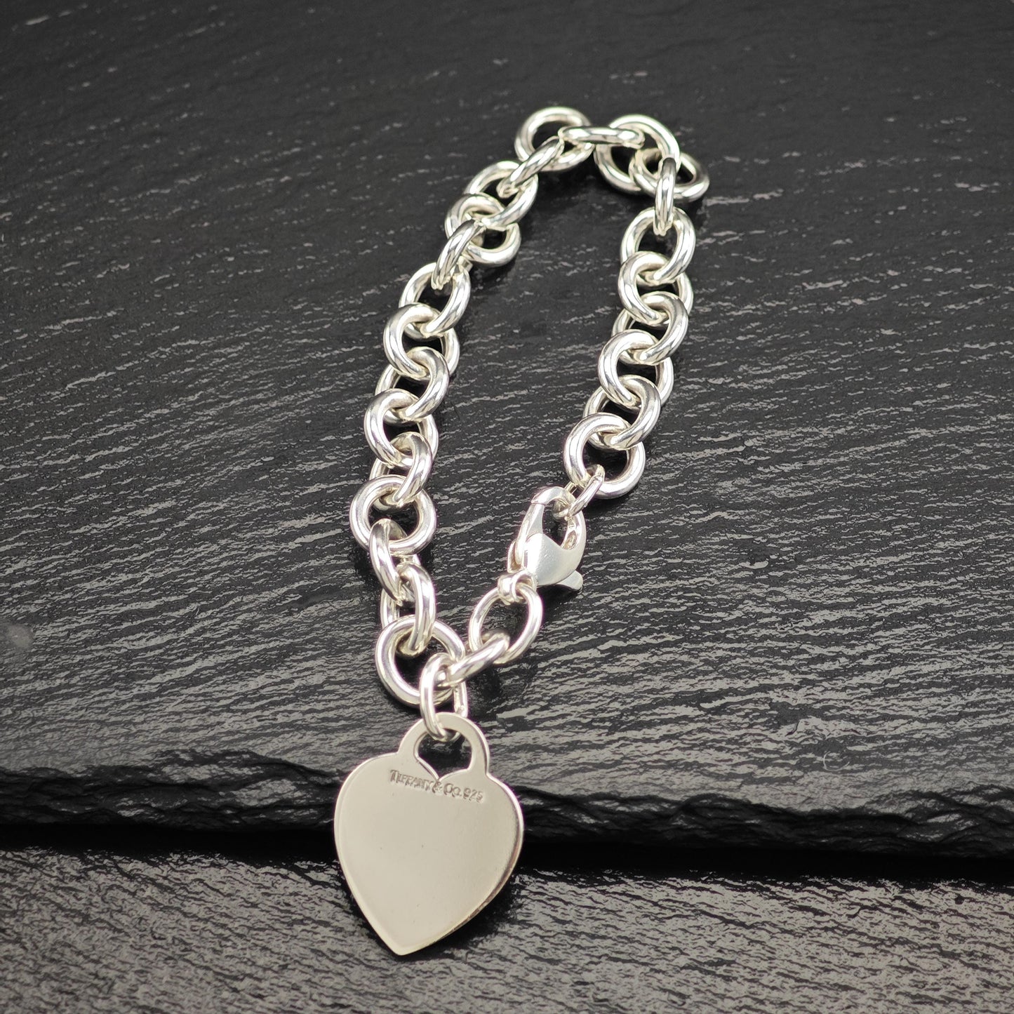 Tiffany Heart Tag Curb Bracelet Sterling Silver 7 1/2"