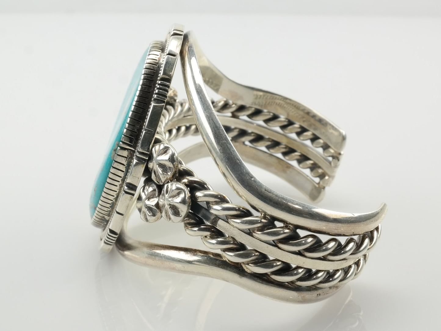 Navajo Billie Wydell Sterling Silver Cuff Bracelet Turquoise