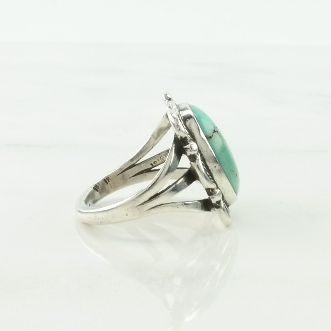 Vintage Native American Silver Ring Turquoise Floral Sterling Blue Size 5 1/4