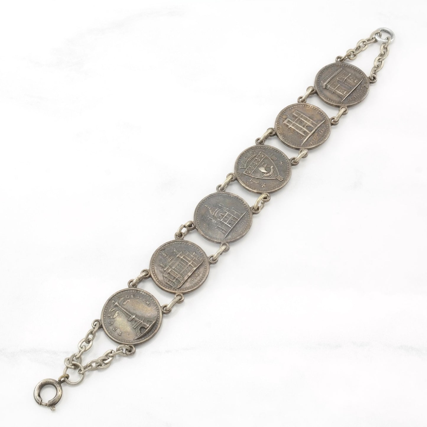Metal Paris Tourist Link Bracelet French Silverplate