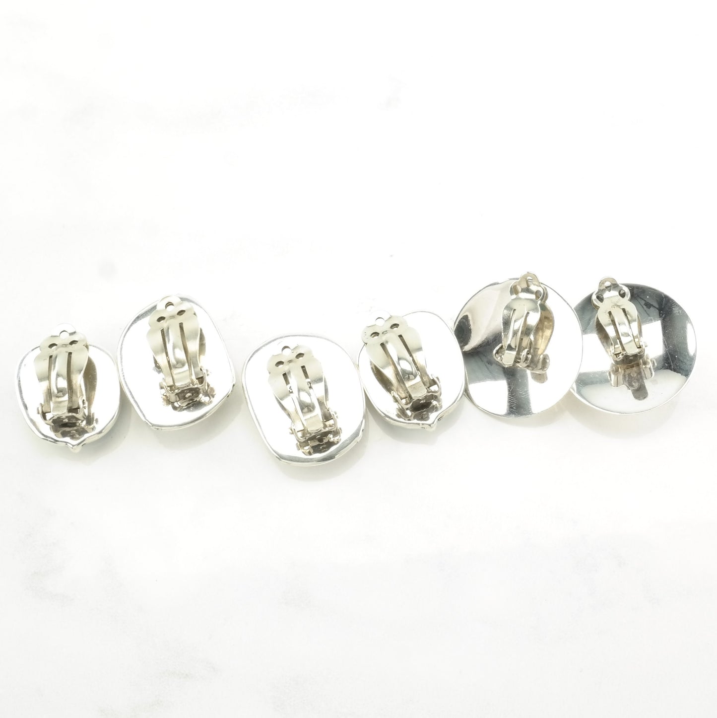 Choice of Vintage Sterling Silver Clip on Earrings, Native American Blue Turquoise Inlay