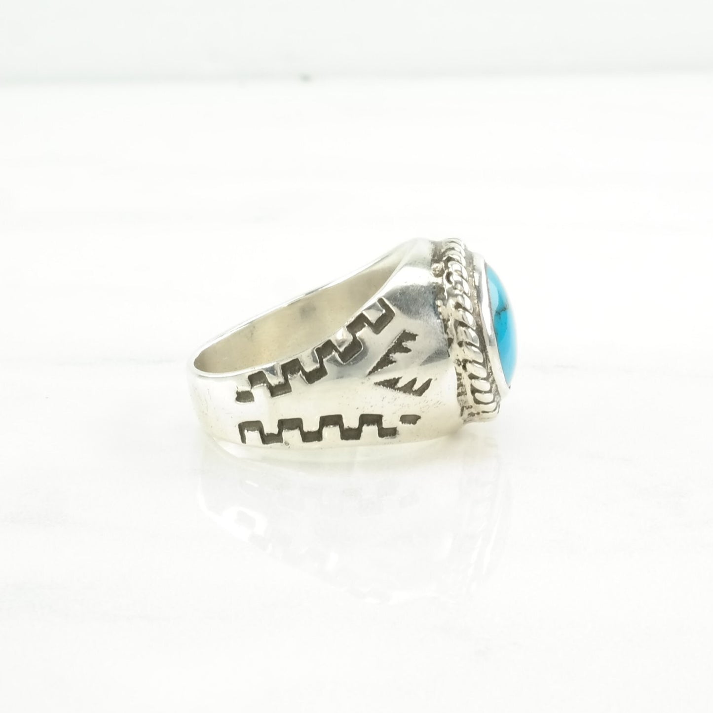 Vintage Sterling Silver Ring Turquoise Overlay Blue Size 9 1/2