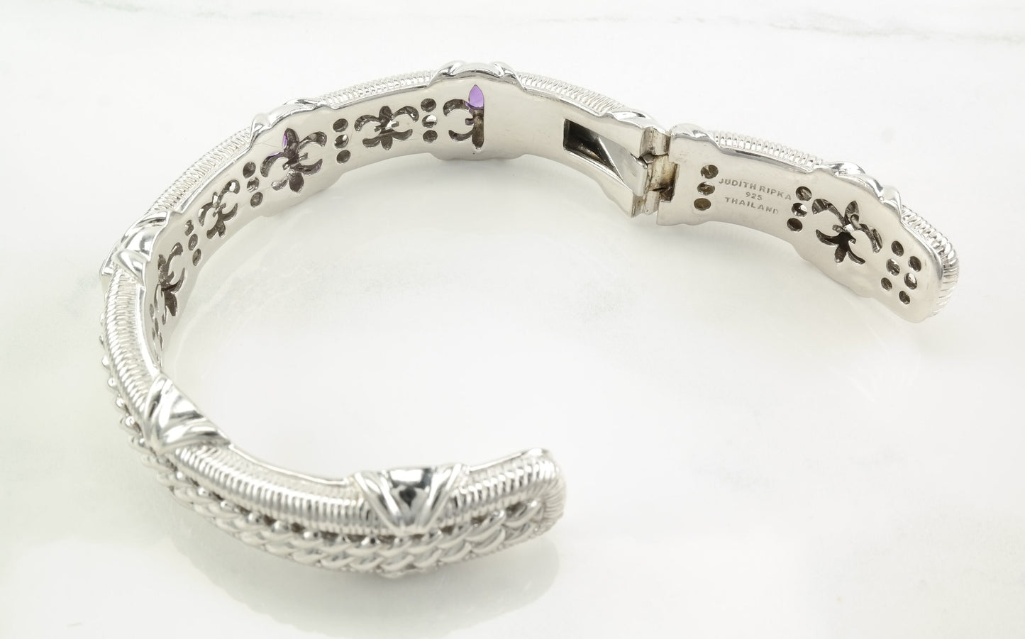 Judith Ripka Sterling Silver Cuff Bracelet Purple Amethyst
