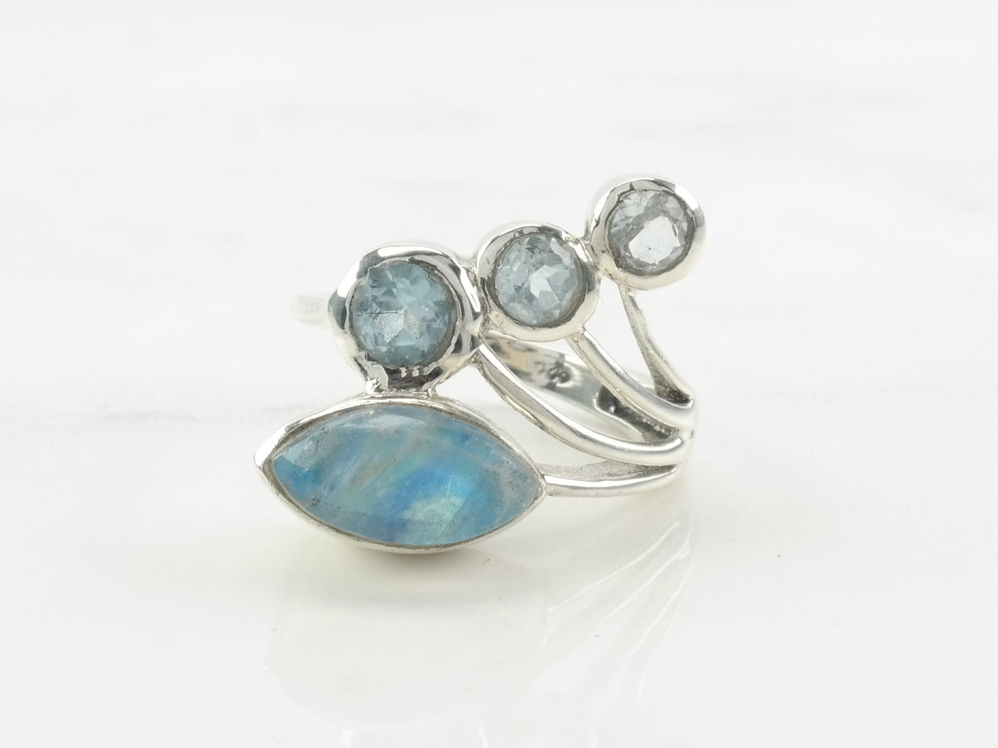 Vintage Topaz, Moonstone Ring Sterling Silver Size 6