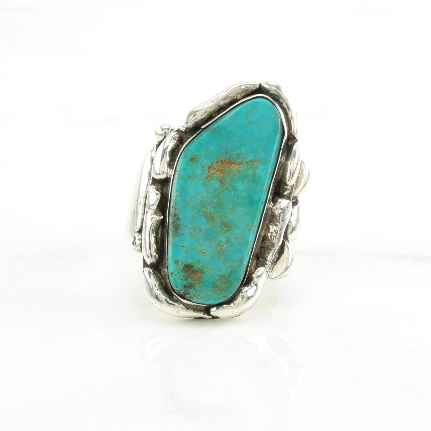 Vintage Southwest Silver Ring Turquoise Large Sterling Blue Size 9