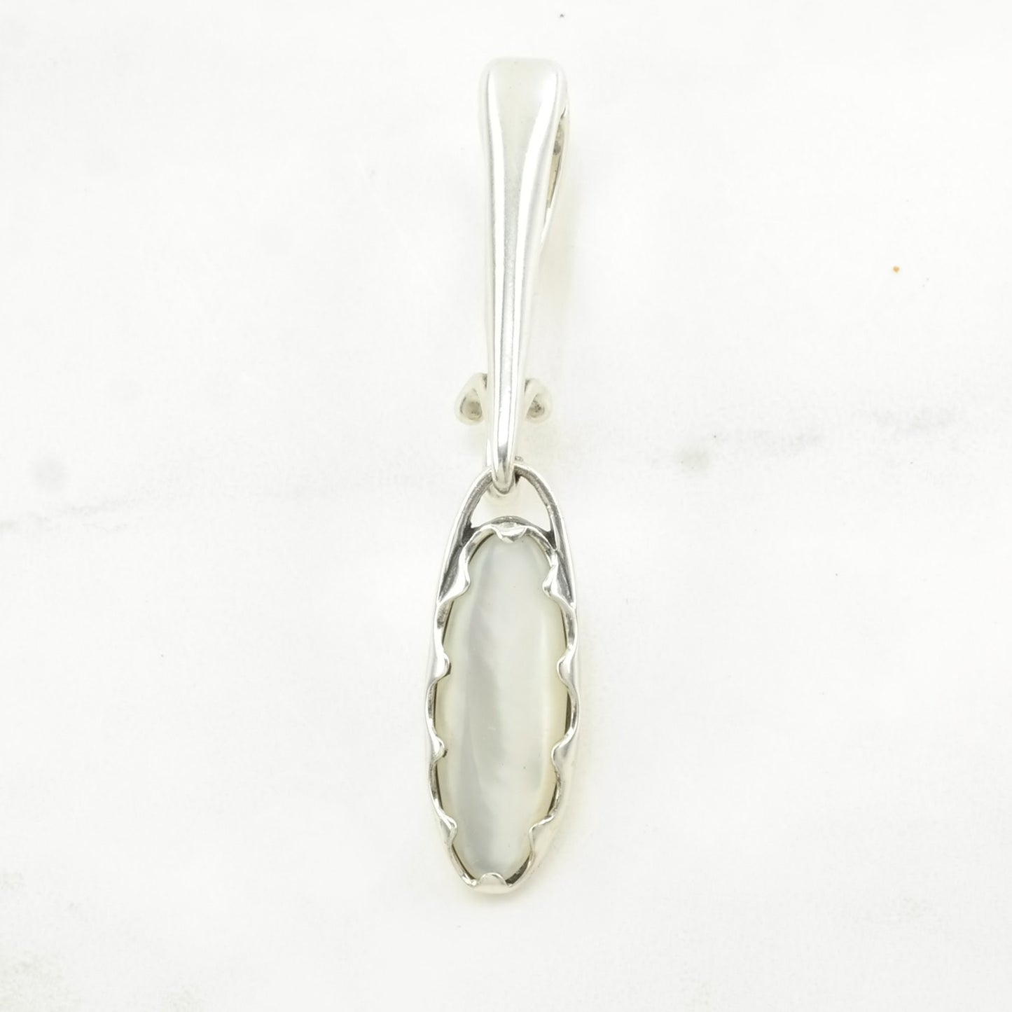 Vintage MOP Hinged Bail Sterling Silver Pendant