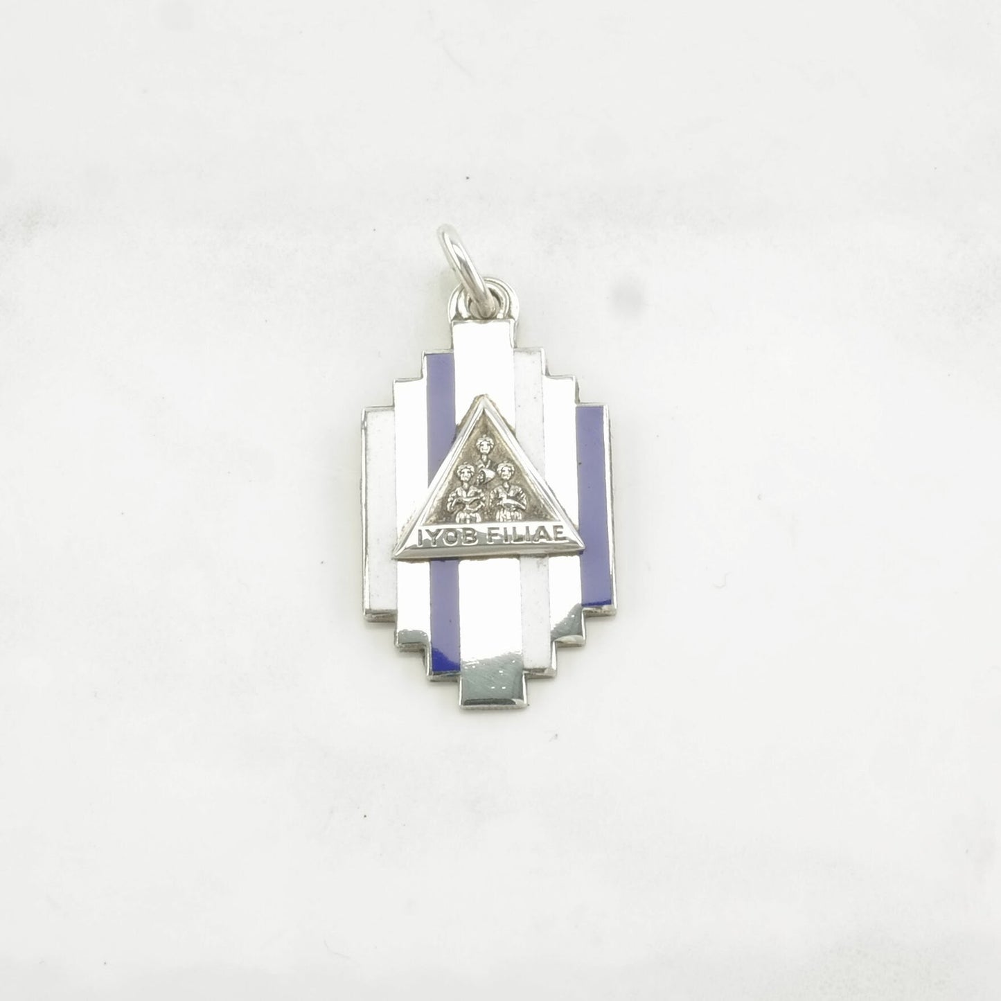 Vintage Art Deco Enamel Iyob Filiae Sterling Silver Pendant