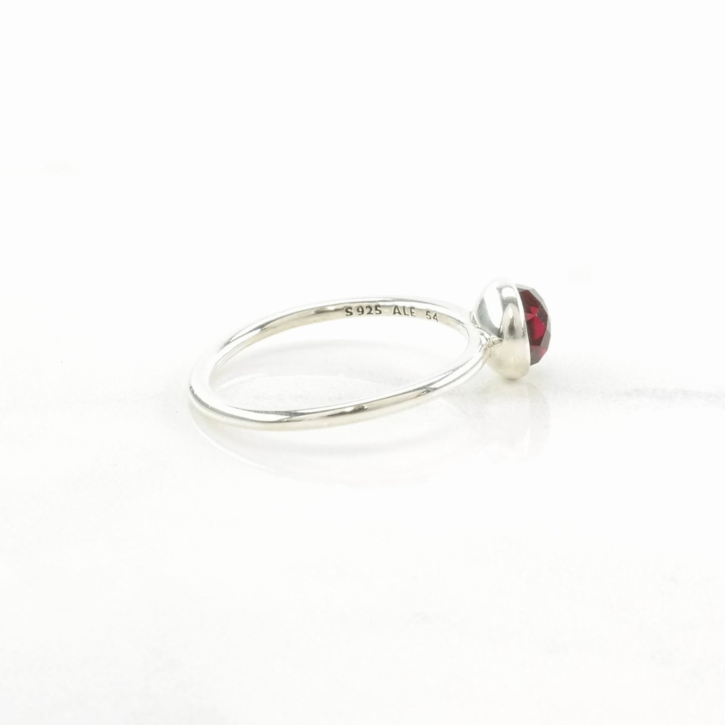 Pandora Silver Ring Created Ruby Sterling Pink Sz6 3/4 R5097