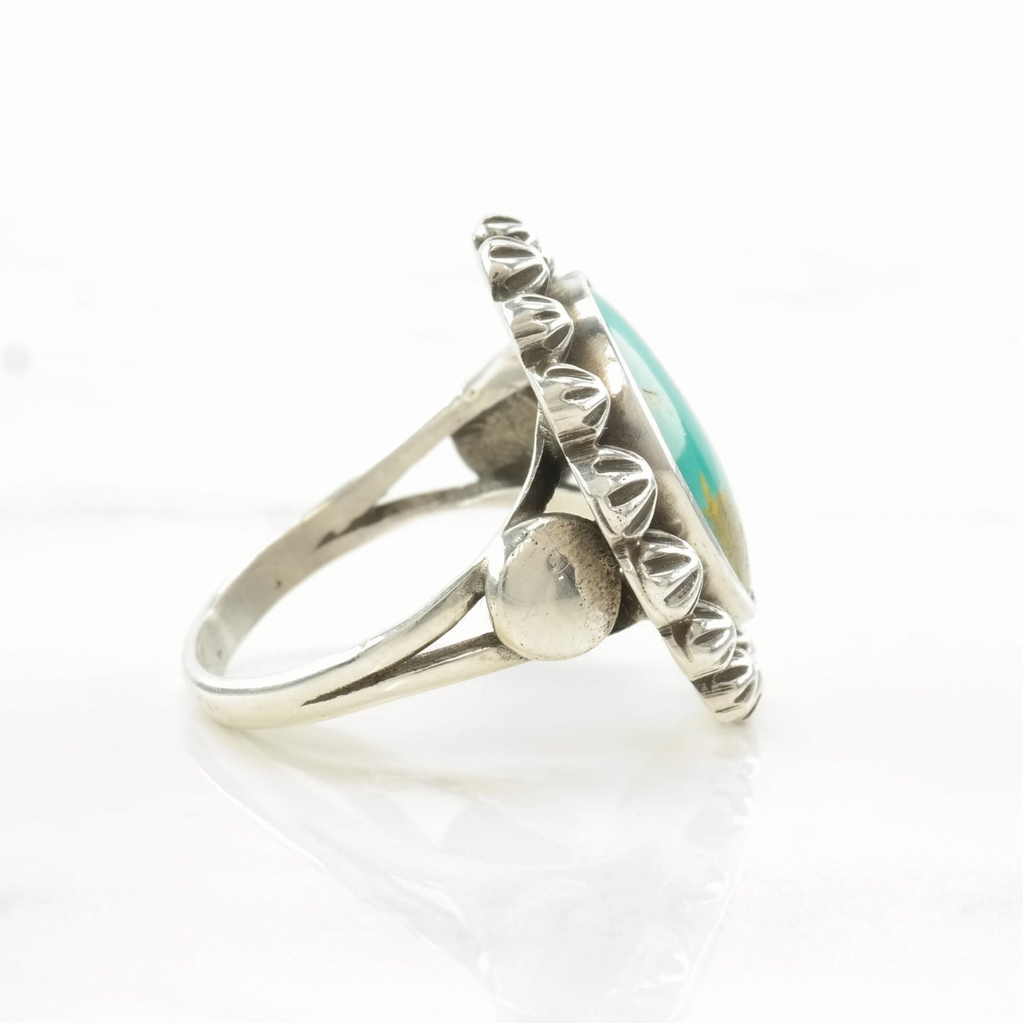 Navajo Guild Sterling Silver Turquoise Ring | Vintage Native American Jewelry Size 7