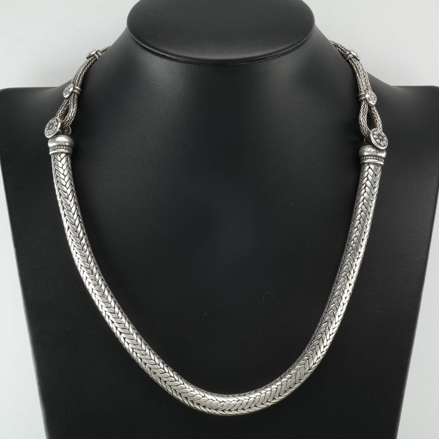 Vintage Rajasthan Floral Sterling Silver 8mm Necklace