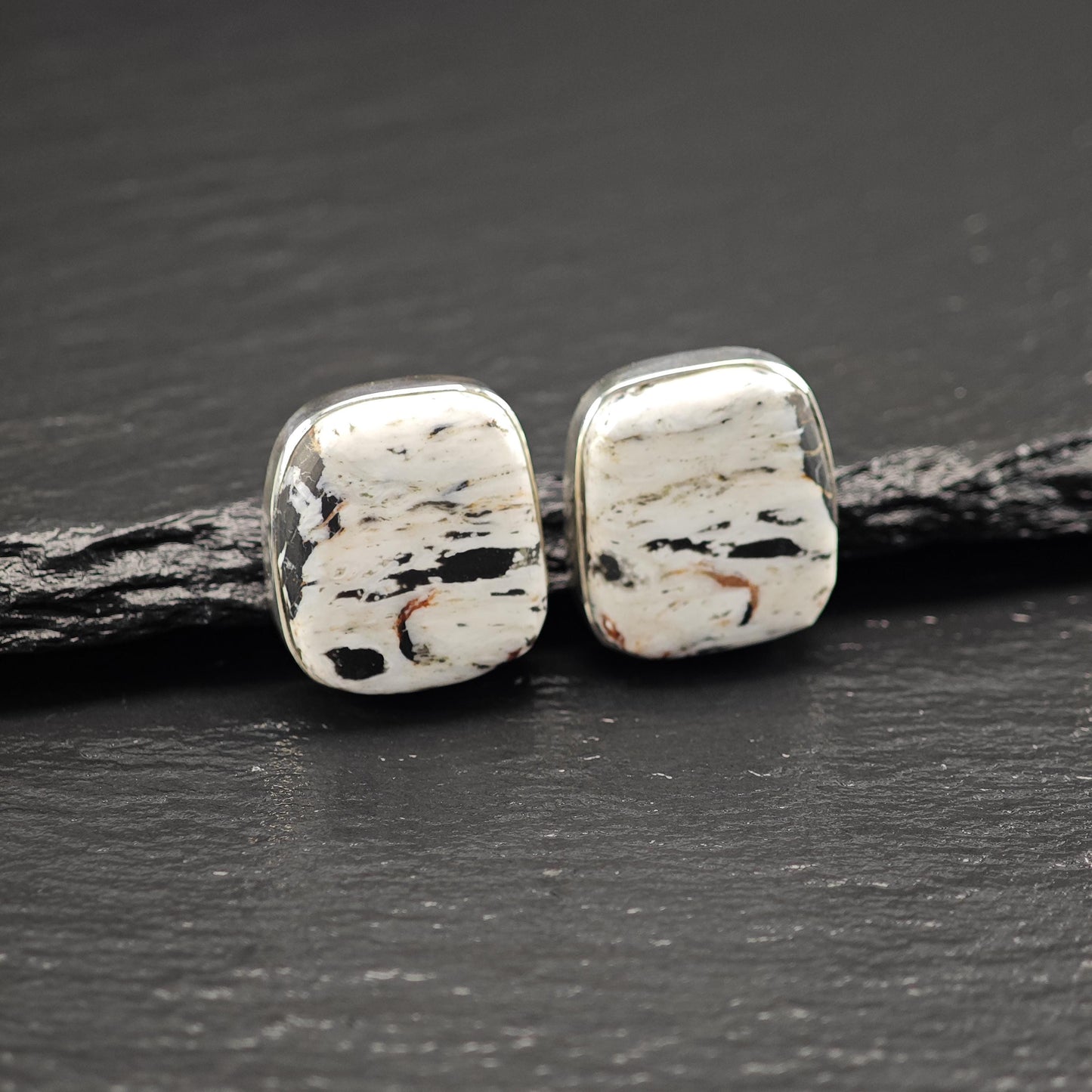 Peyote Bird Multi-color White Buffalo Stud Earrings Sterling Silver