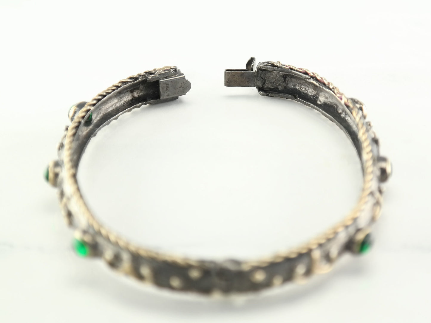 By Sevan Vintage Aries Emerald Sterling Silver Bangle