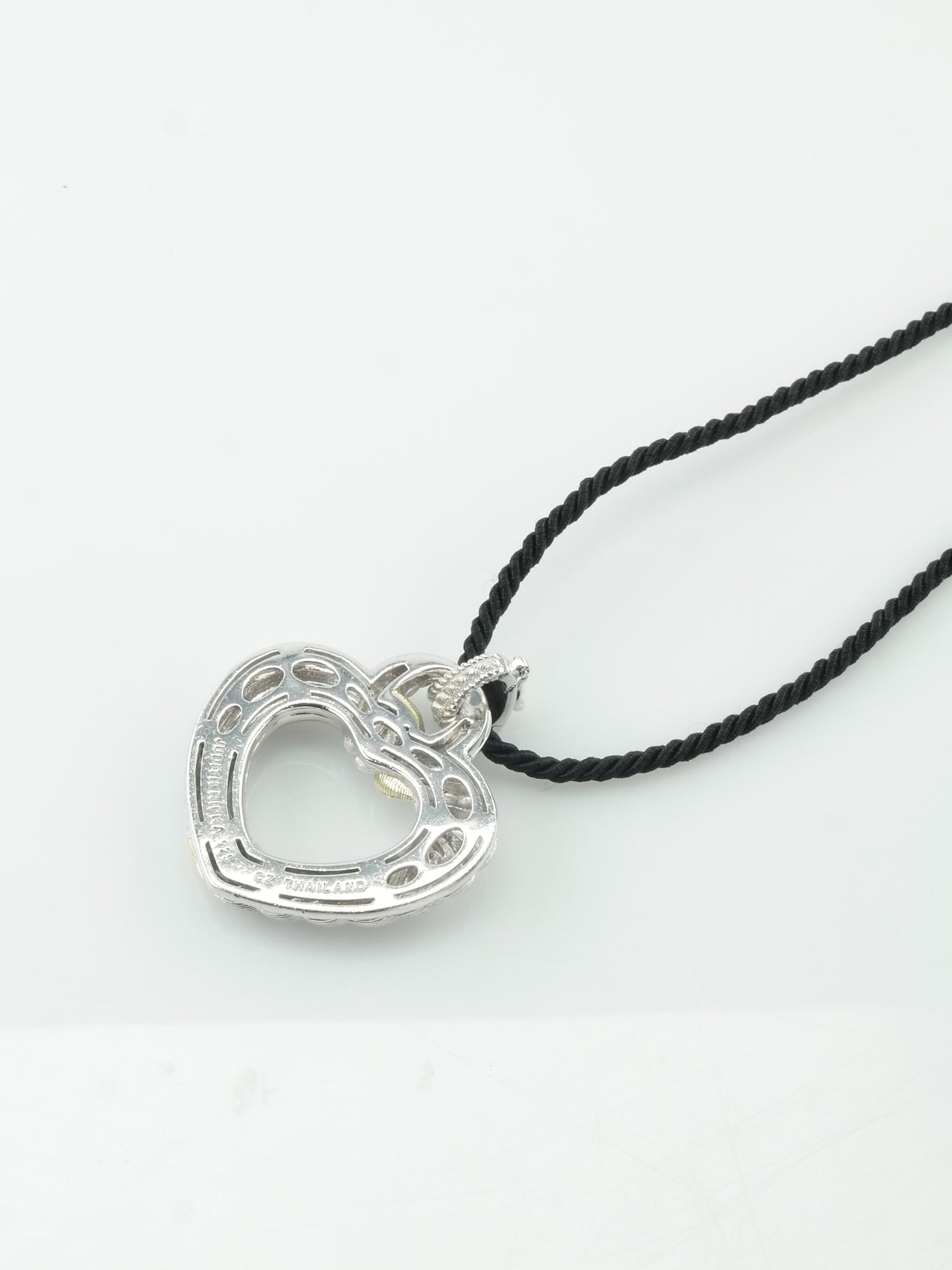 Vintage Judith Ripka Sterling Silver White CZ Heart Necklace