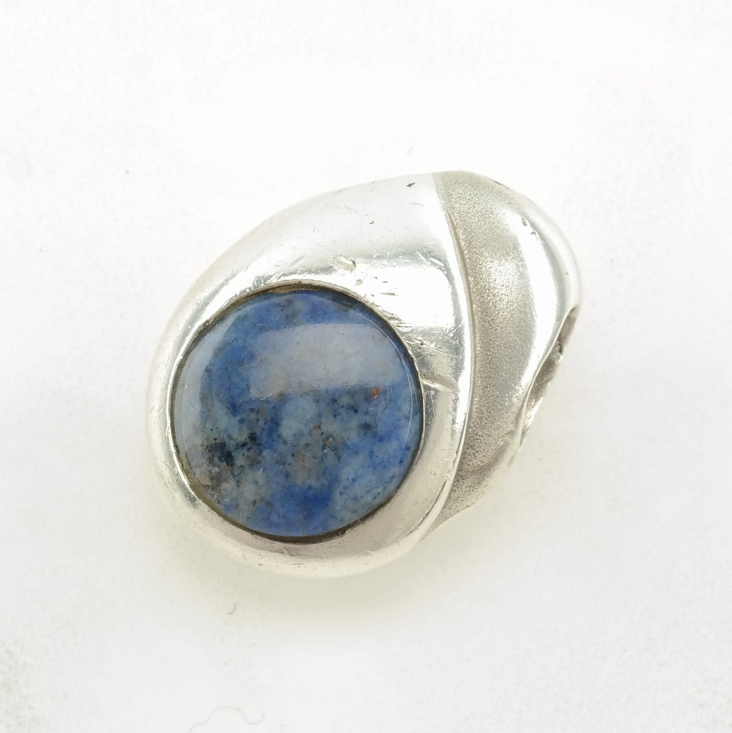 Vintage Sodalite Modernist, Round Sterling Silver Pendant