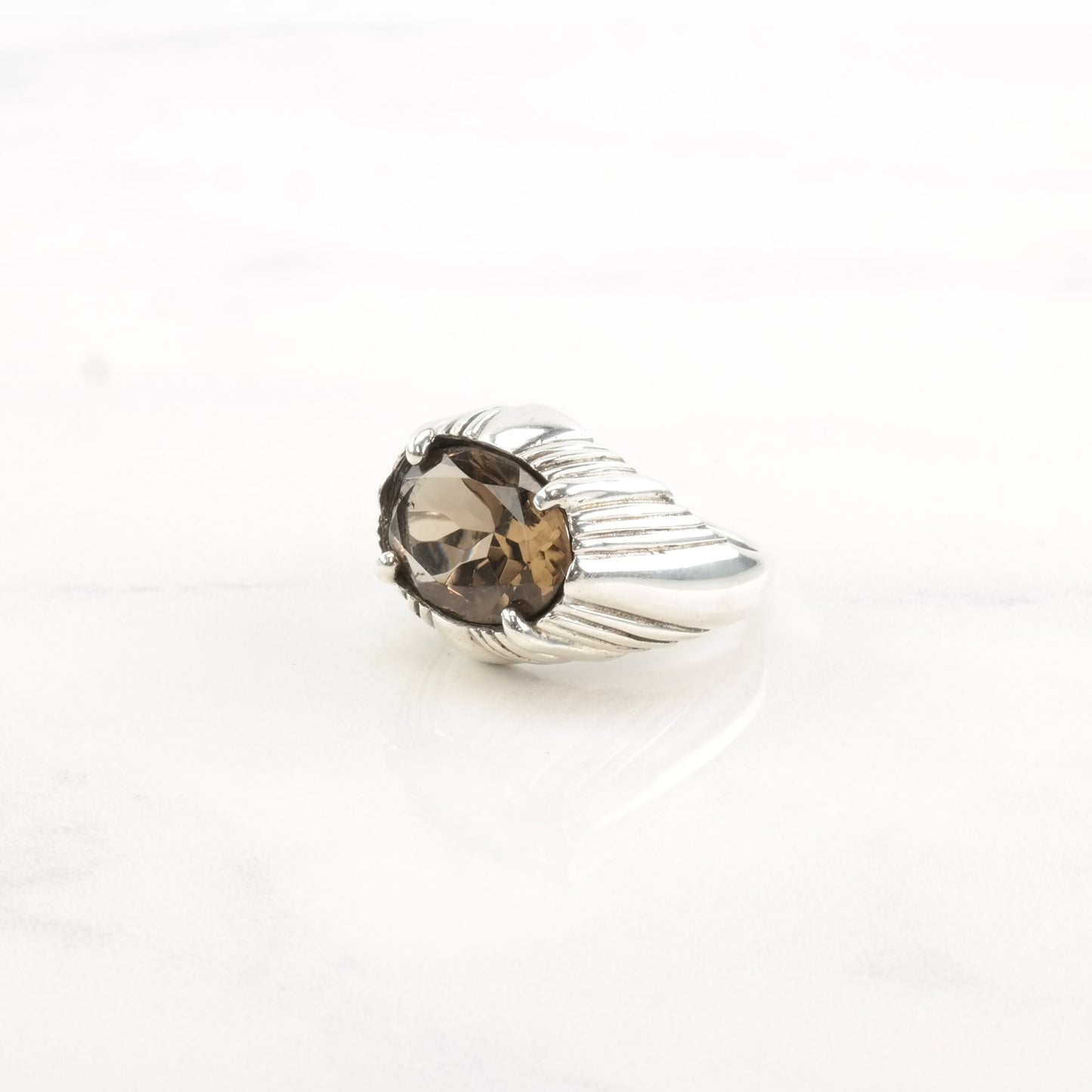 Vintage Kabana Silver Ring Smoky Quartz Sterling Size 5 3/4